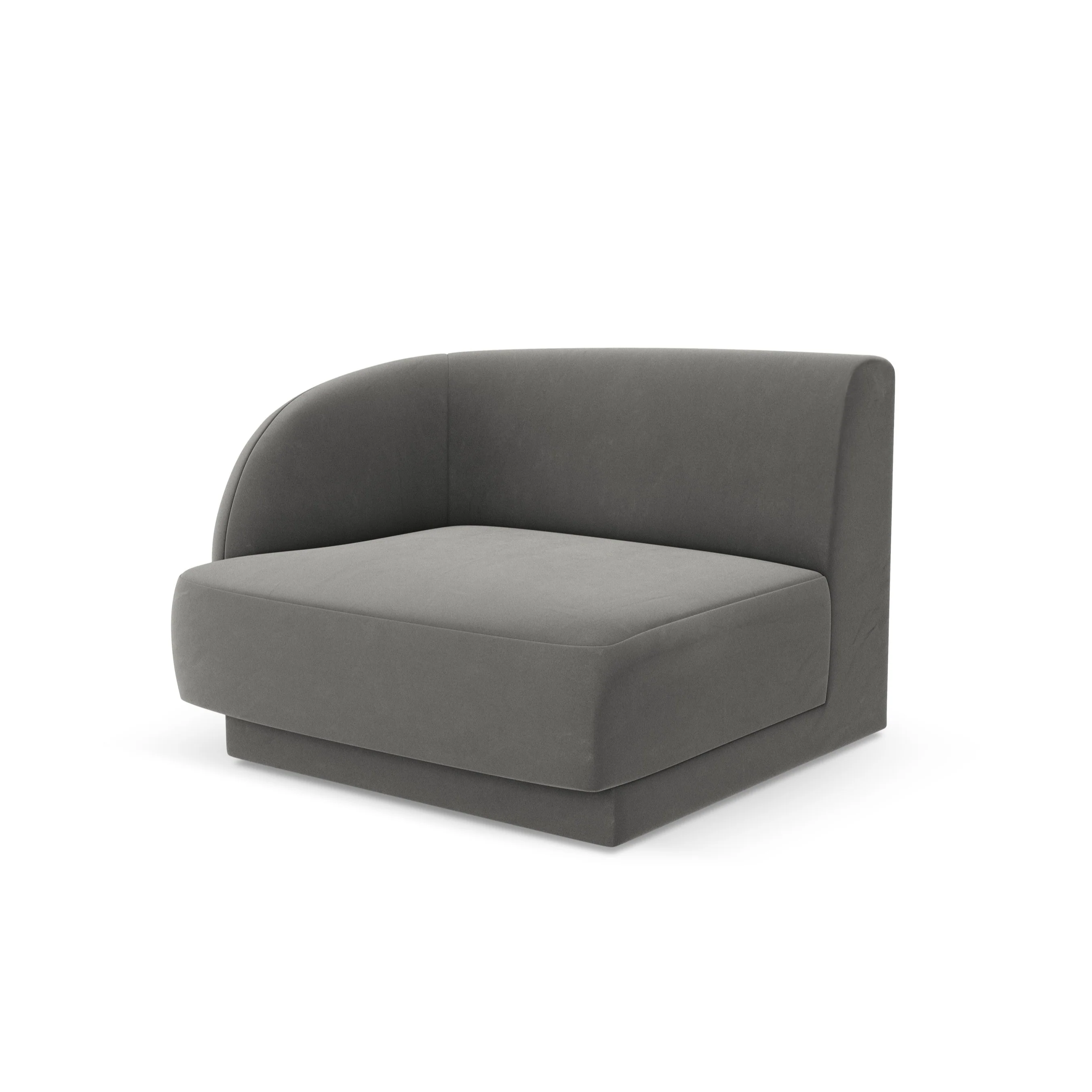 Sofa modułowa aksamitna MILEY - moduł lewostronny jasnoszary - Image 2
