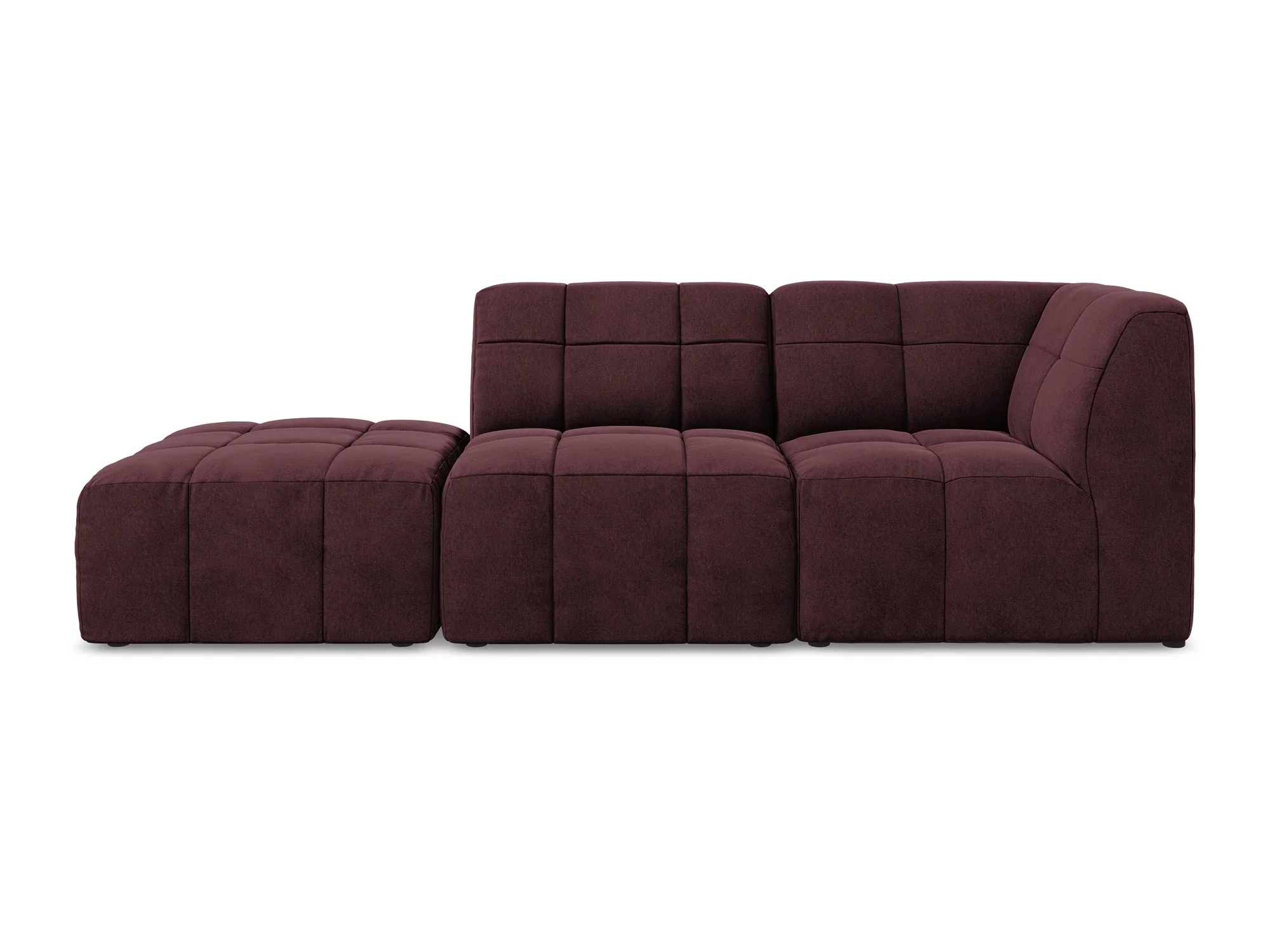 Sofa modułowa aksamitna prawostronna otwarta 3-osobowa ALOHA burgundowy - Image 3
