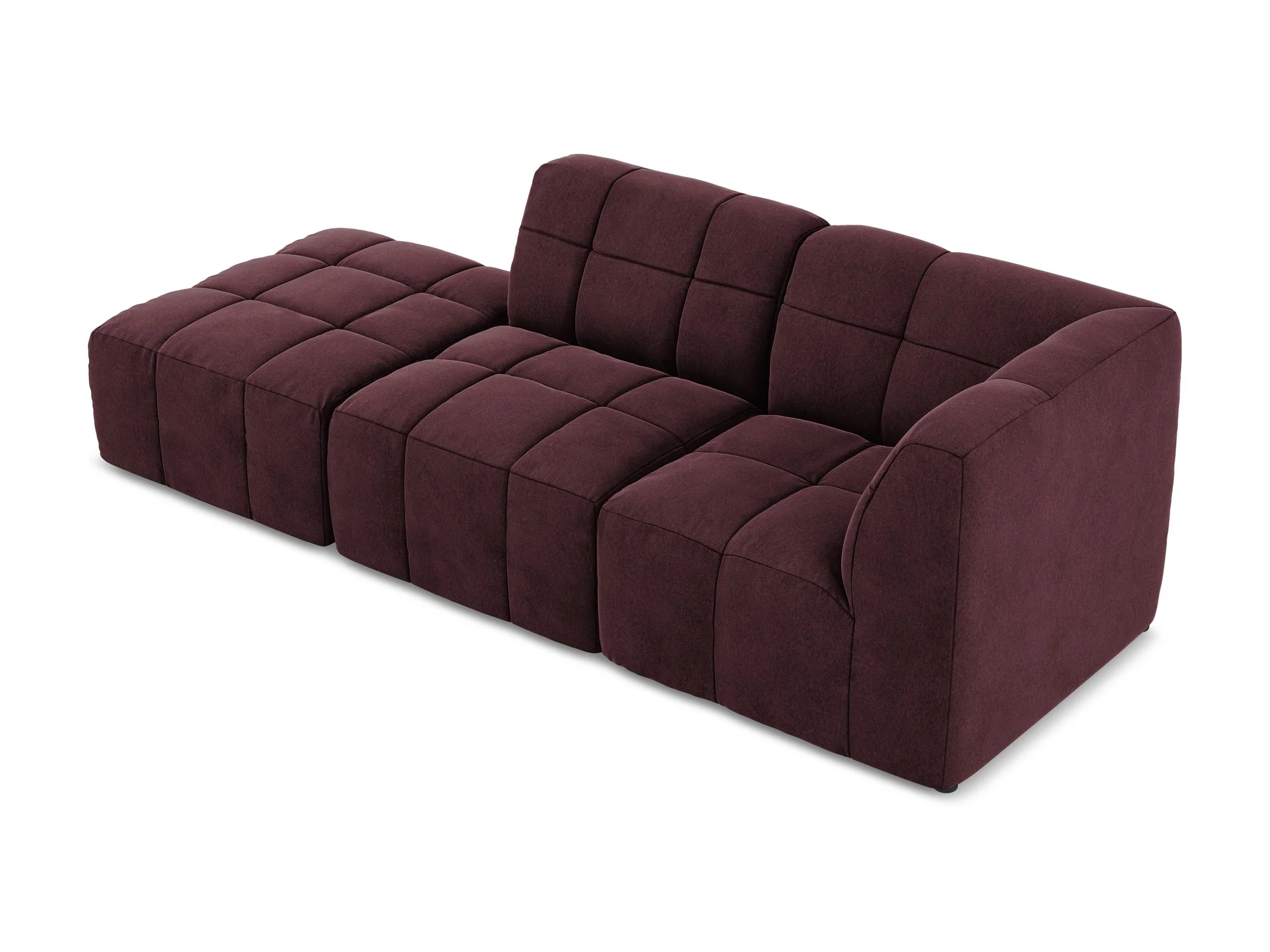 Sofa modułowa aksamitna prawostronna otwarta 3-osobowa ALOHA burgundowy - Image 4