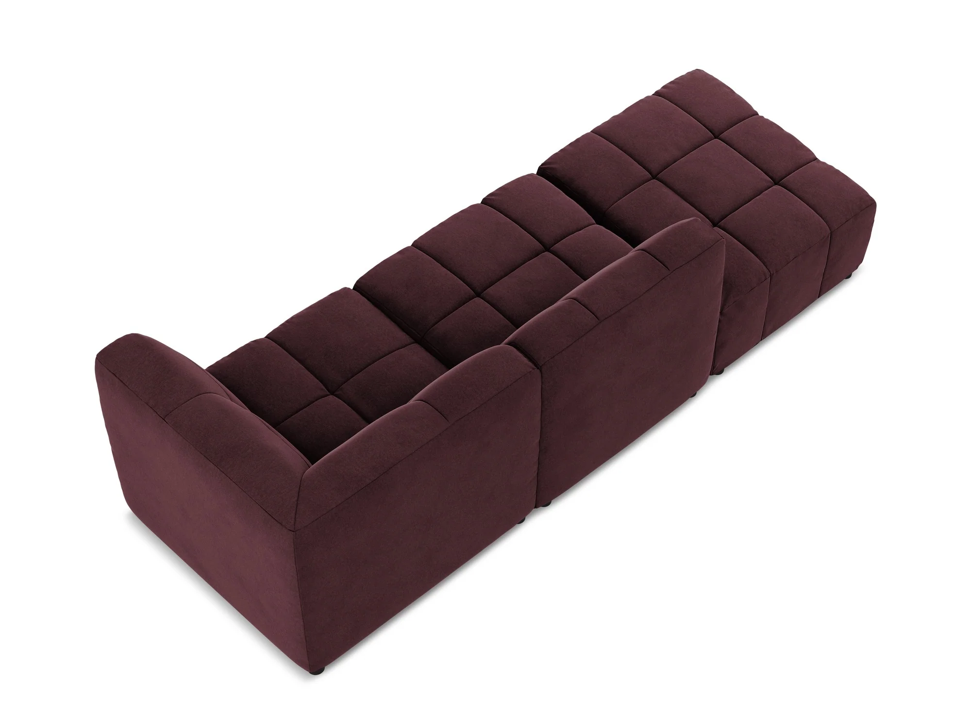 Sofa modułowa aksamitna prawostronna otwarta 3-osobowa ALOHA burgundowy - Image 5
