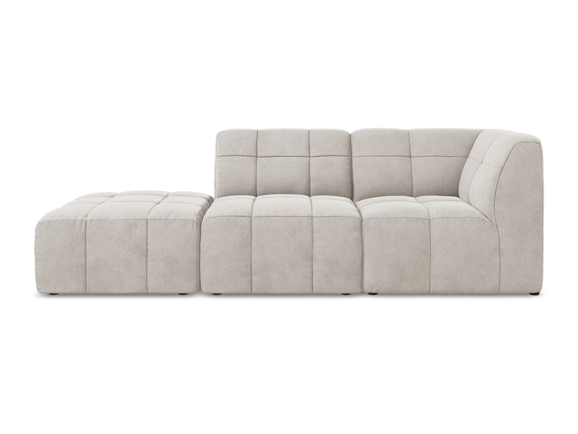 Sofa modułowa aksamitna prawostronna otwarta 3-osobowa ALOHA jasnobeżowy - Image 3