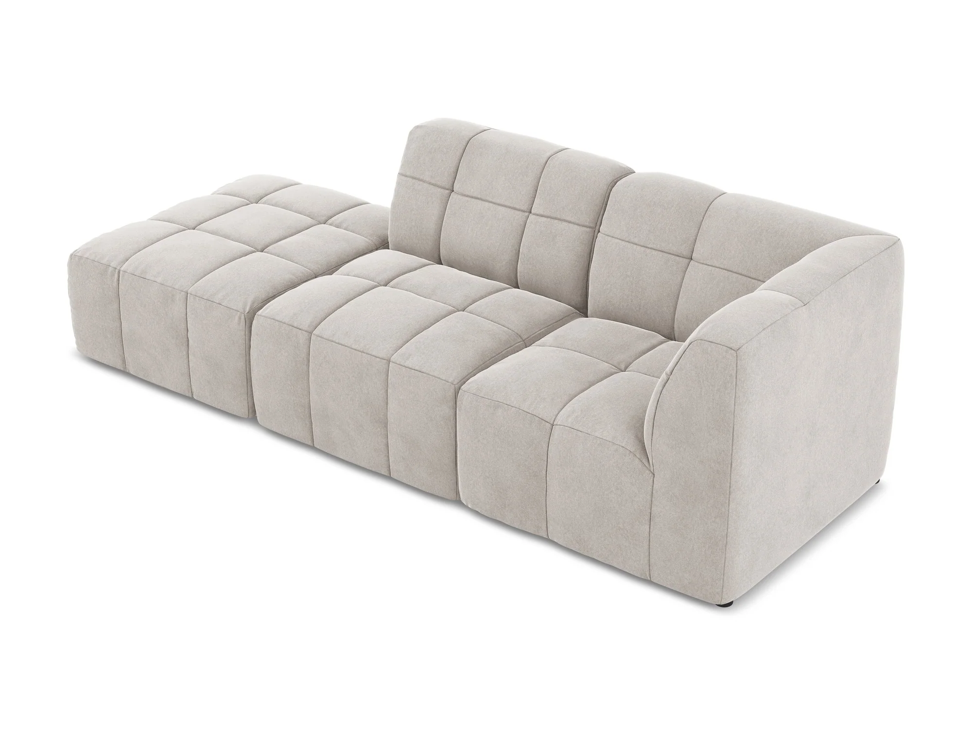 Sofa modułowa aksamitna prawostronna otwarta 3-osobowa ALOHA jasnobeżowy - Image 4