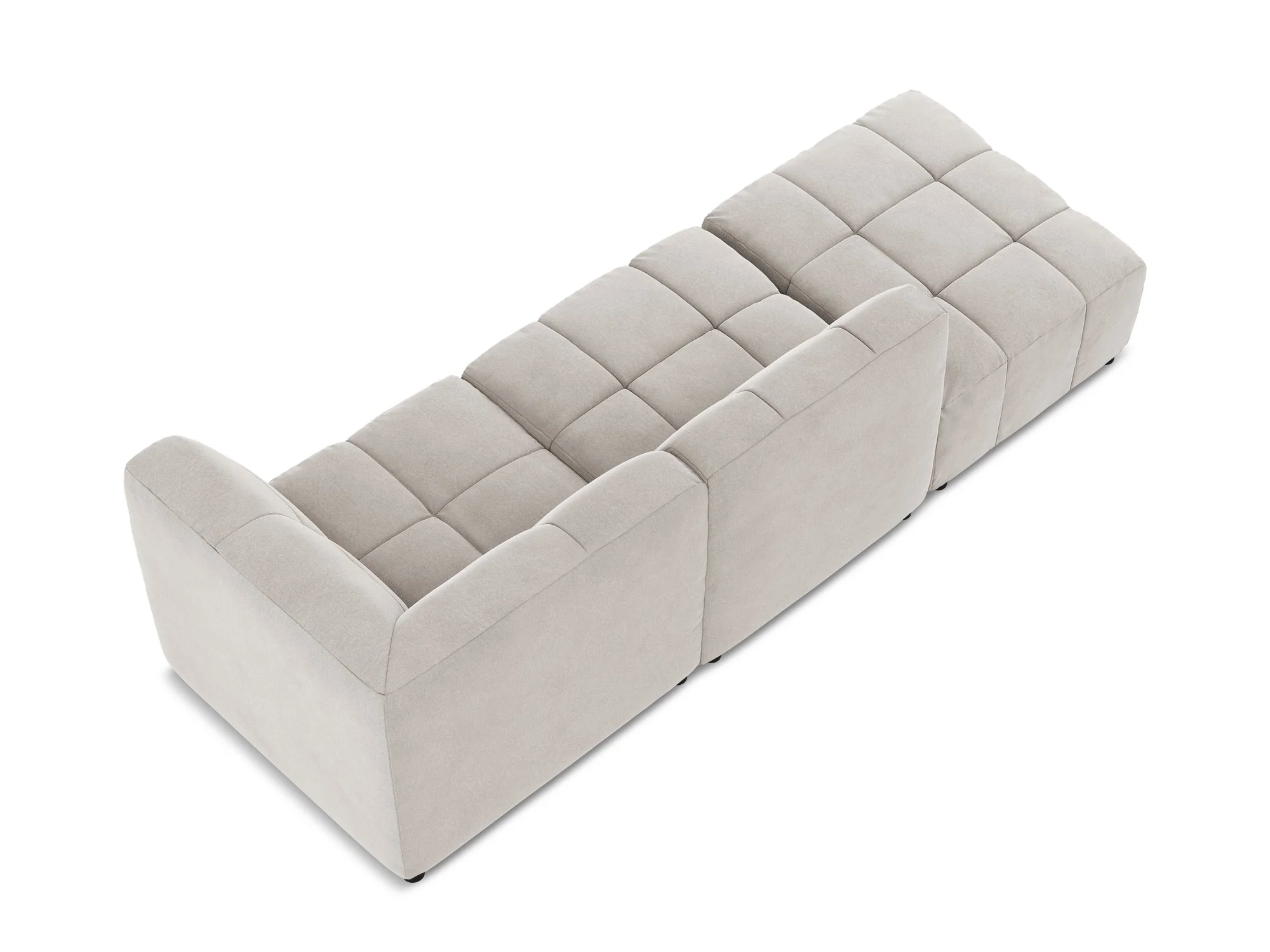 Sofa modułowa aksamitna prawostronna otwarta 3-osobowa ALOHA jasnobeżowy - Image 5