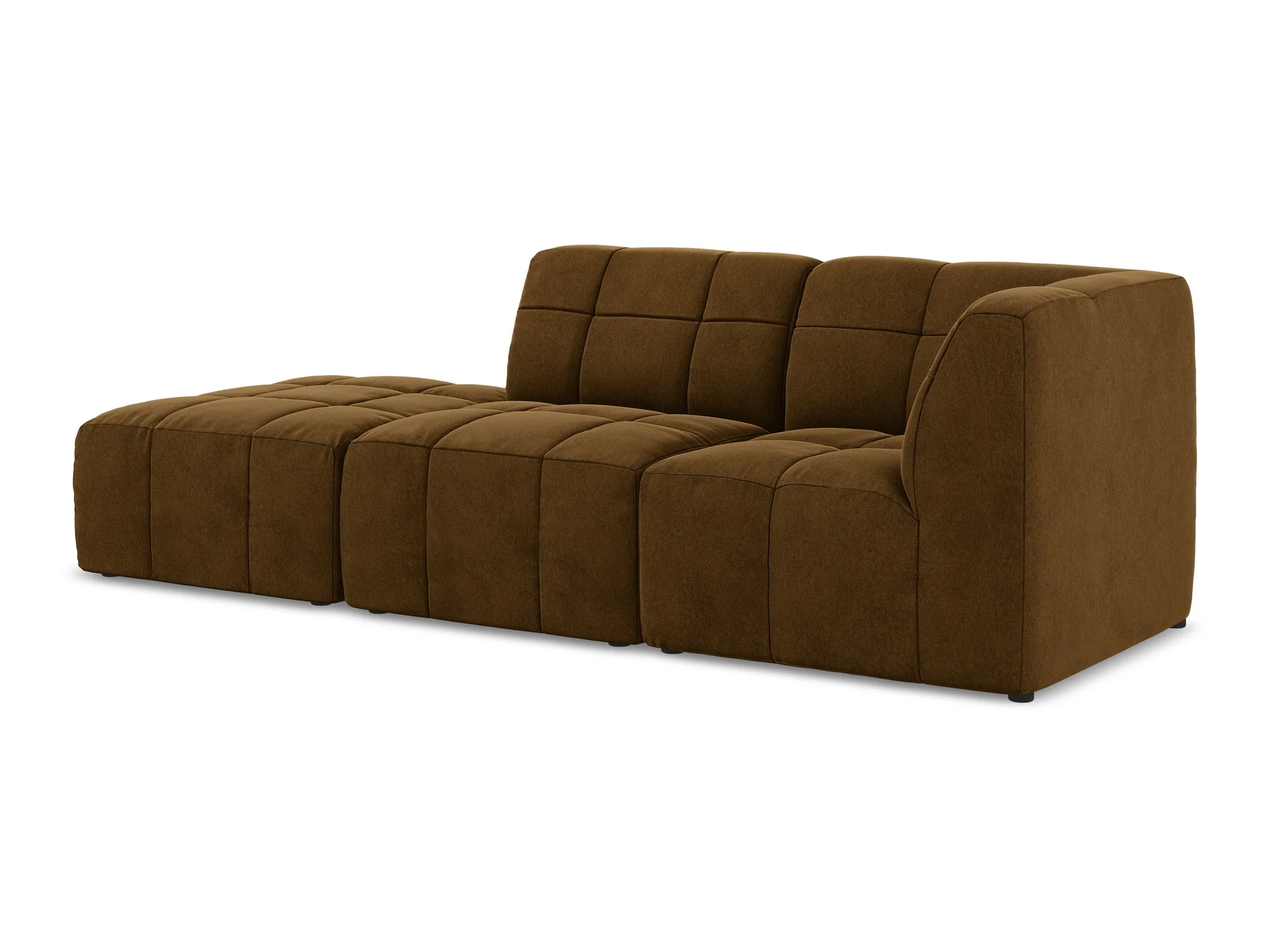 Sofa modułowa aksamitna prawostronna otwarta 3-osobowa ALOHA musztardowy