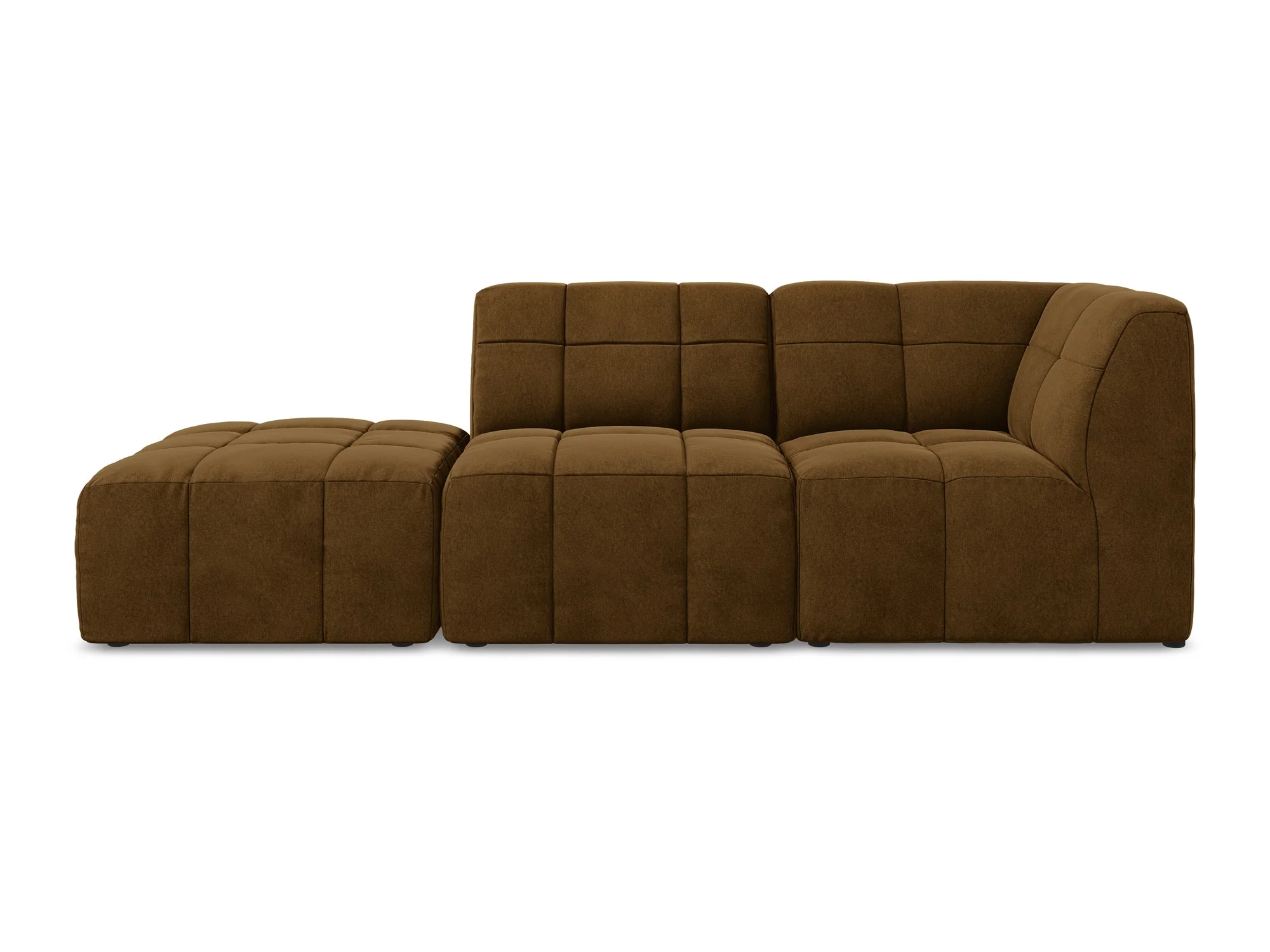 Sofa modułowa aksamitna prawostronna otwarta 3-osobowa ALOHA musztardowy - Image 3