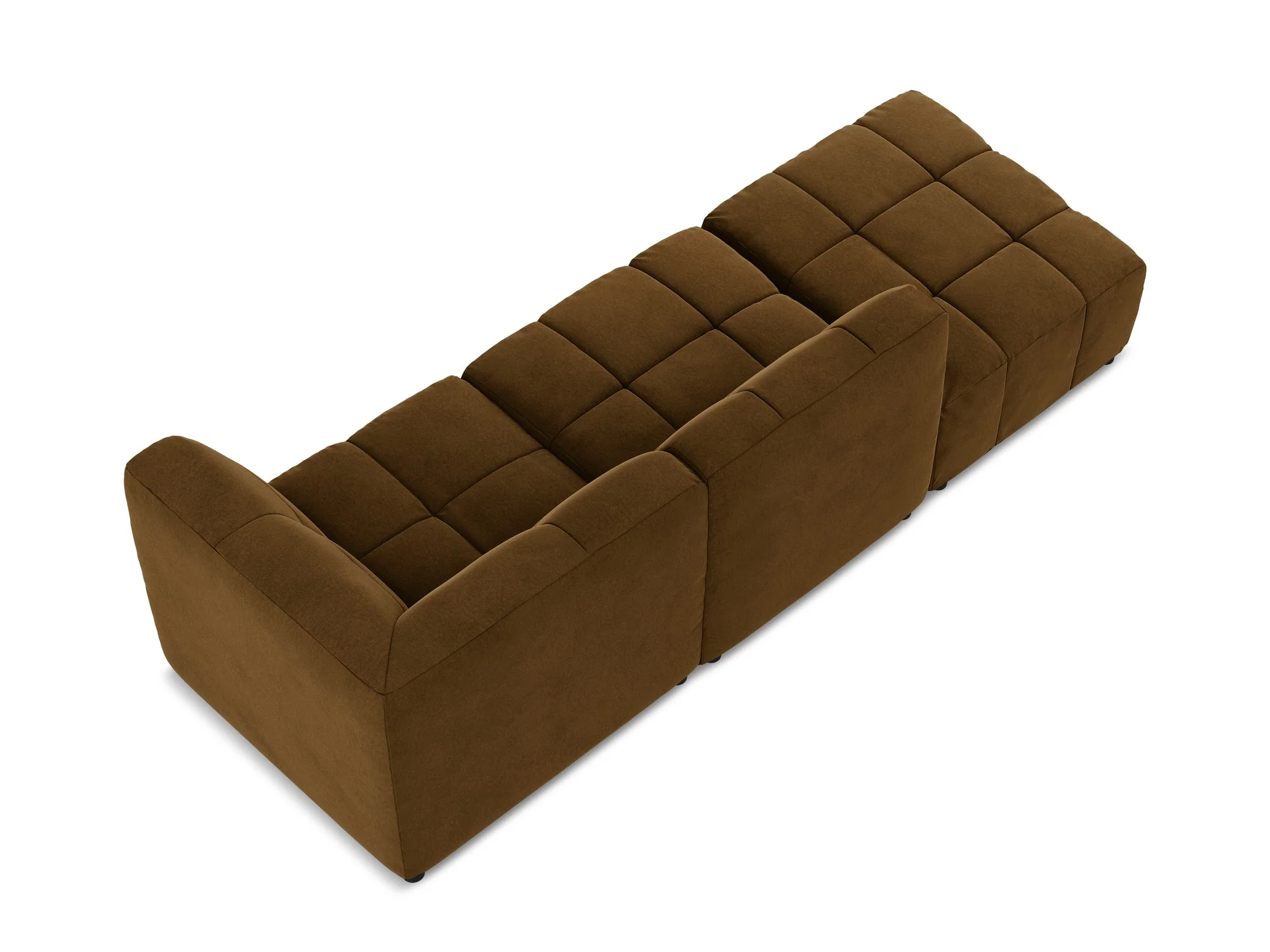 Sofa modułowa aksamitna prawostronna otwarta 3-osobowa ALOHA musztardowy - Image 5