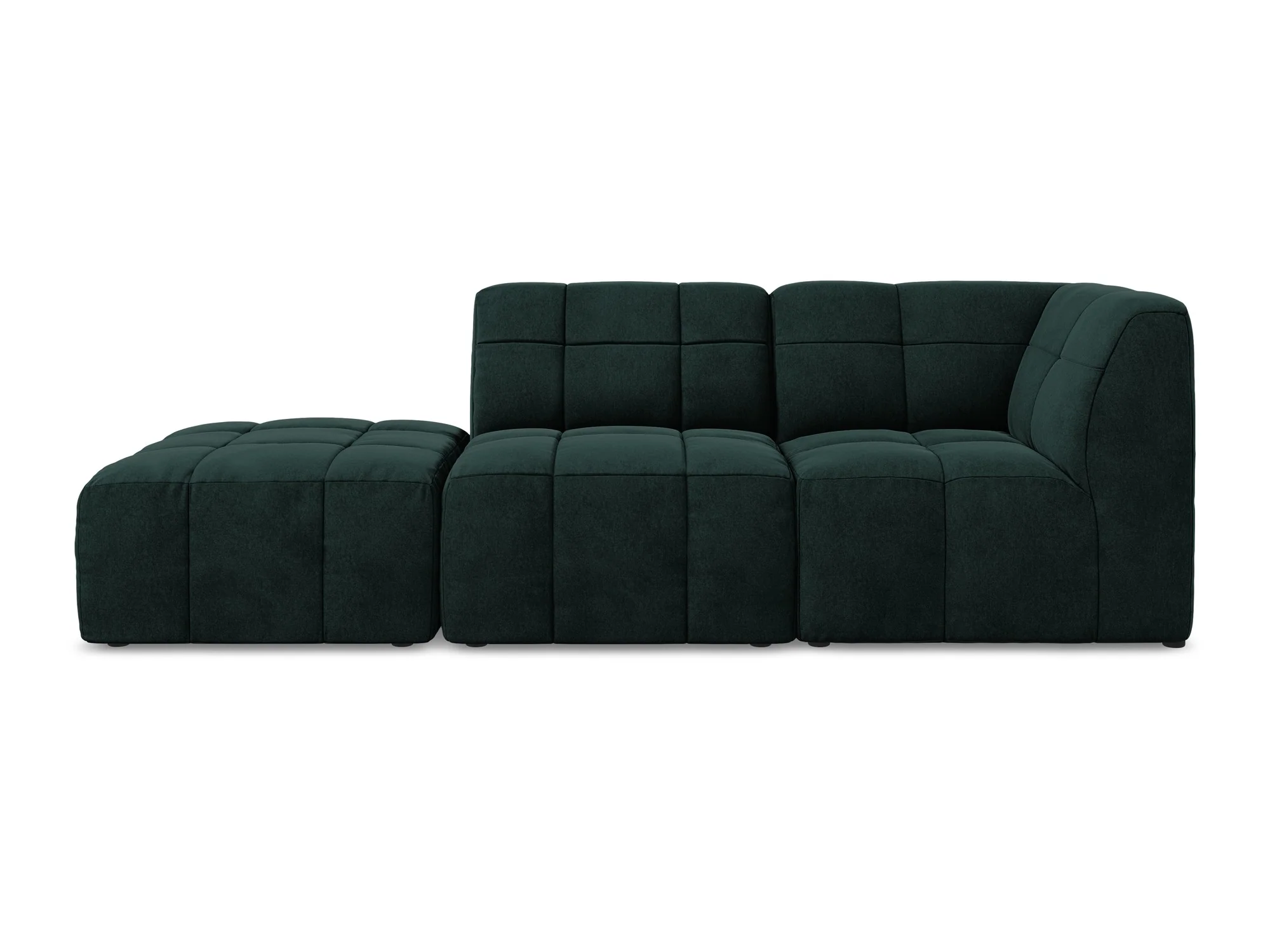 Sofa modułowa aksamitna prawostronna otwarta 3-osobowa ALOHA szarozielony - Image 3
