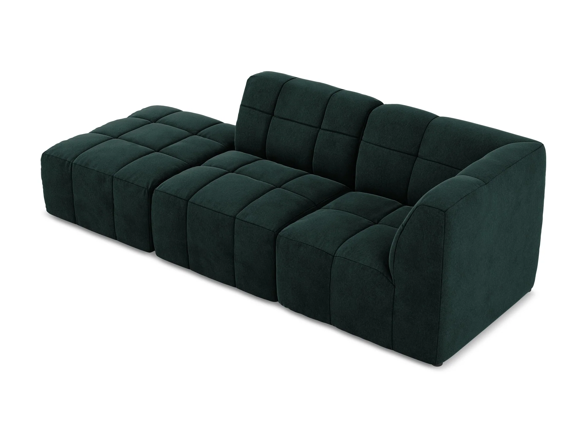 Sofa modułowa aksamitna prawostronna otwarta 3-osobowa ALOHA szarozielony - Image 4