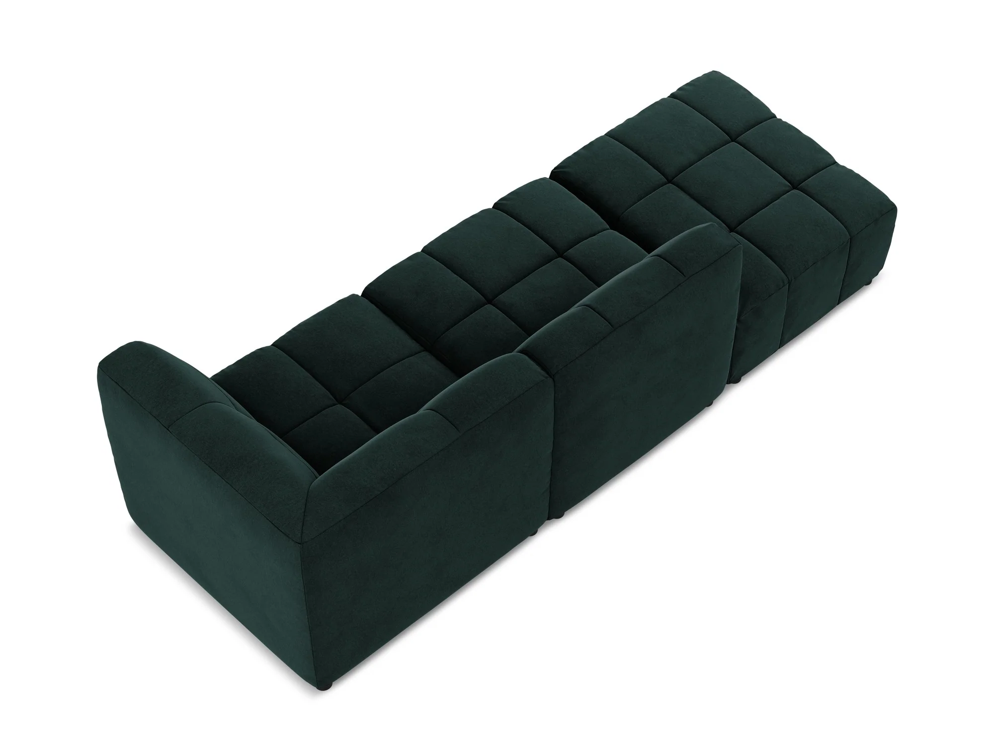 Sofa modułowa aksamitna prawostronna otwarta 3-osobowa ALOHA szarozielony - Image 5