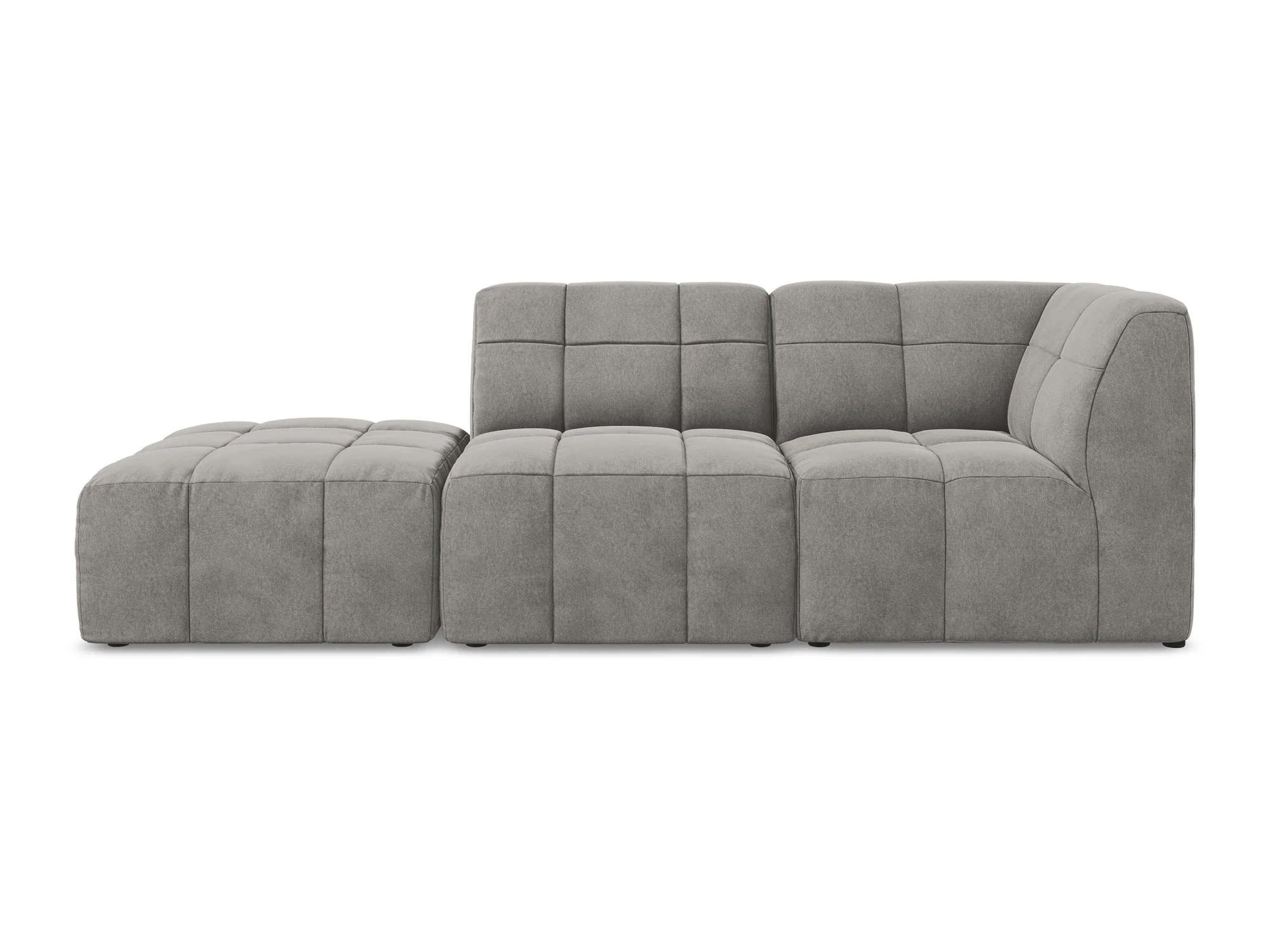 Sofa modułowa aksamitna prawostronna otwarta 3-osobowa ALOHA szary - Image 3