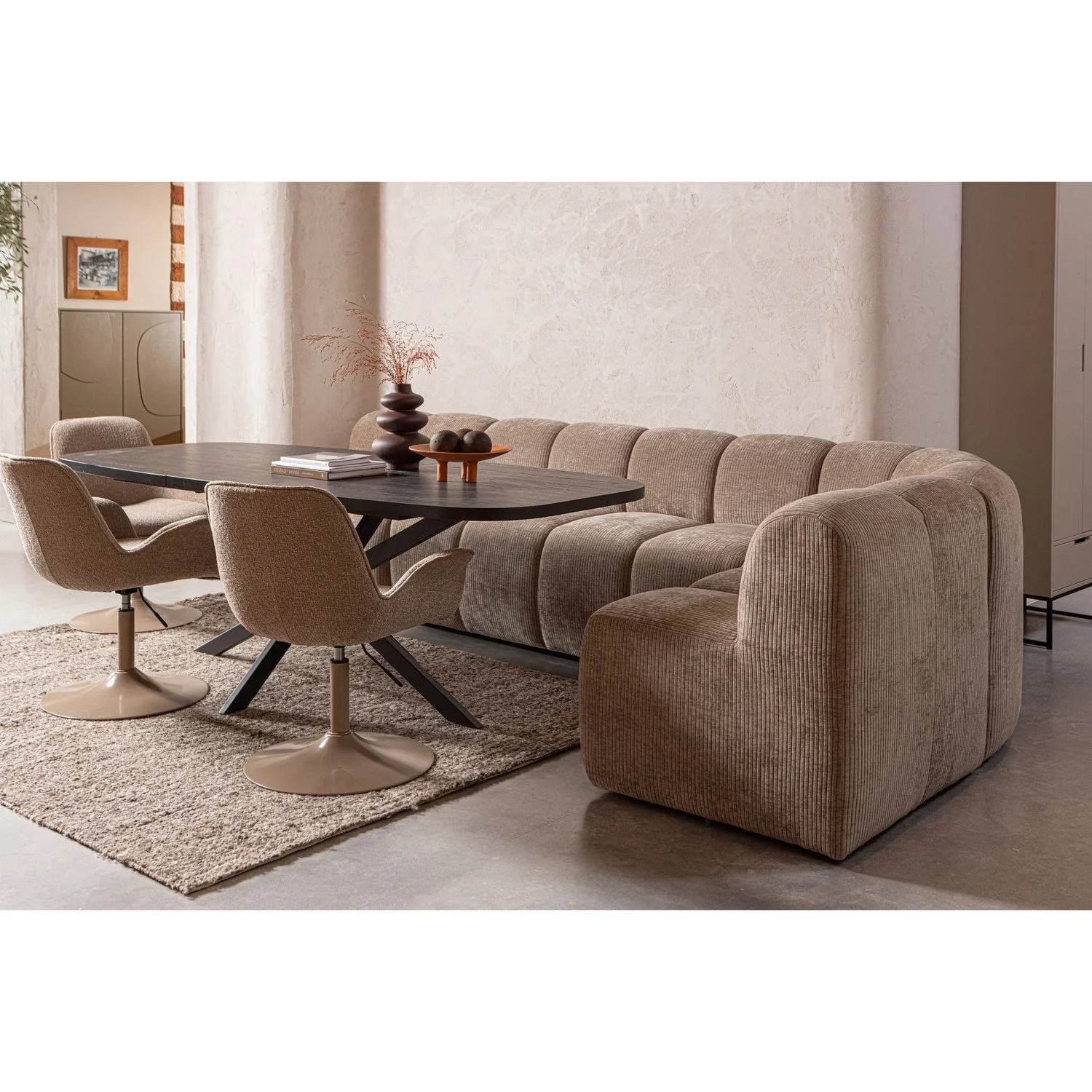 Sofa modułowa MOJO BENCH - element narożny piaskowy baranek - Image 2