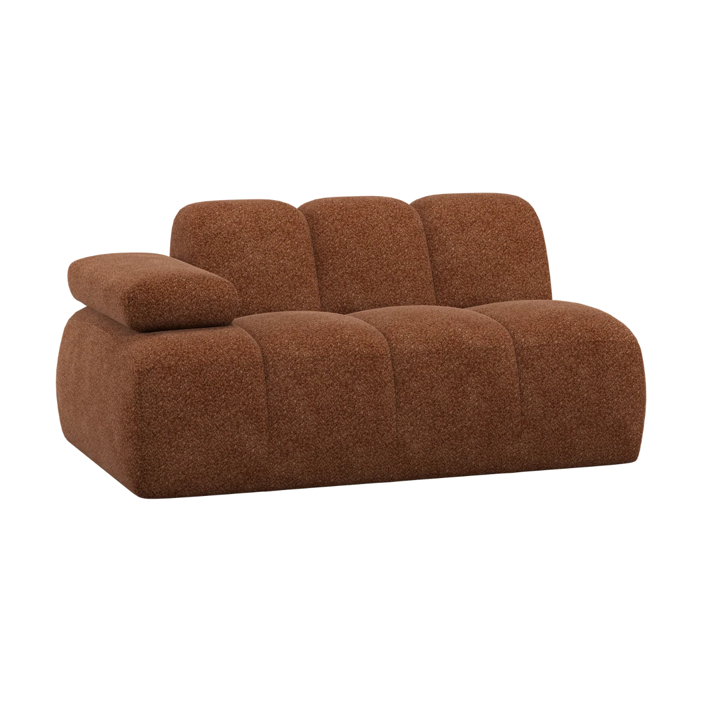 Sofa modułowa MOJO - element 1,5-osobowy lewostronny rdzawy brązowy baranek