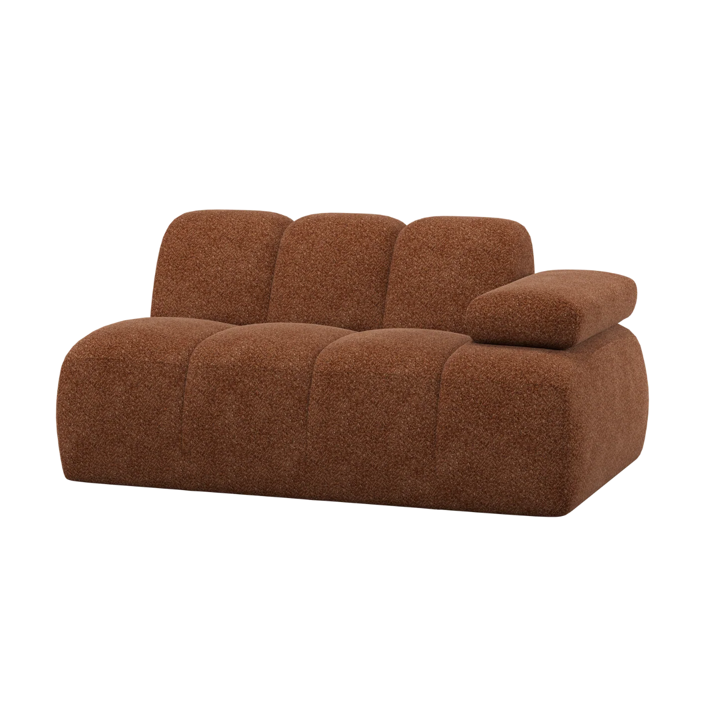 Sofa modułowa MOJO - element 1,5-osobowy prawostronny rdzawy brązowy baranek