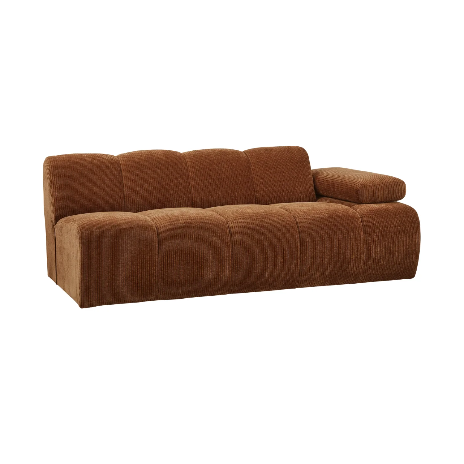 Sofa modułowa MOJO - element 2-osobowy prawostronny rdzawy brązowy sztruks
