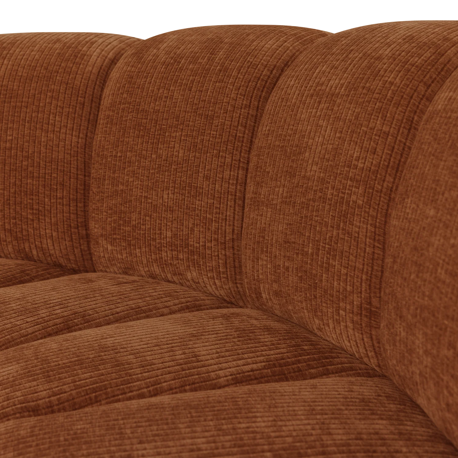 Sofa modułowa MOJO BENCH - element narożny półokrągły ceglany brązowy sztruks - Image 2