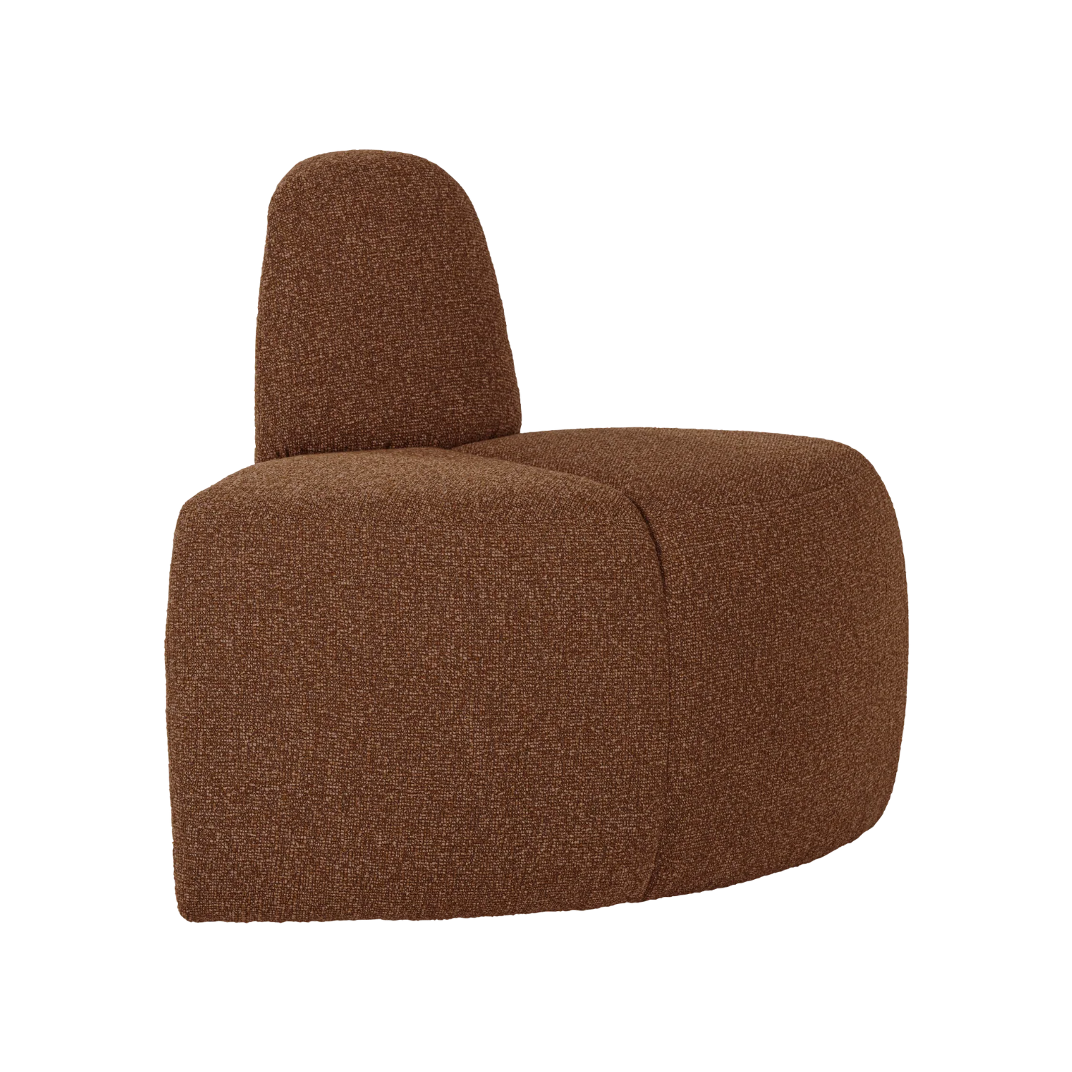 Sofa modułowa MOJO BENCH - element narożny zaokrąglony ceglany brązowy bouclé