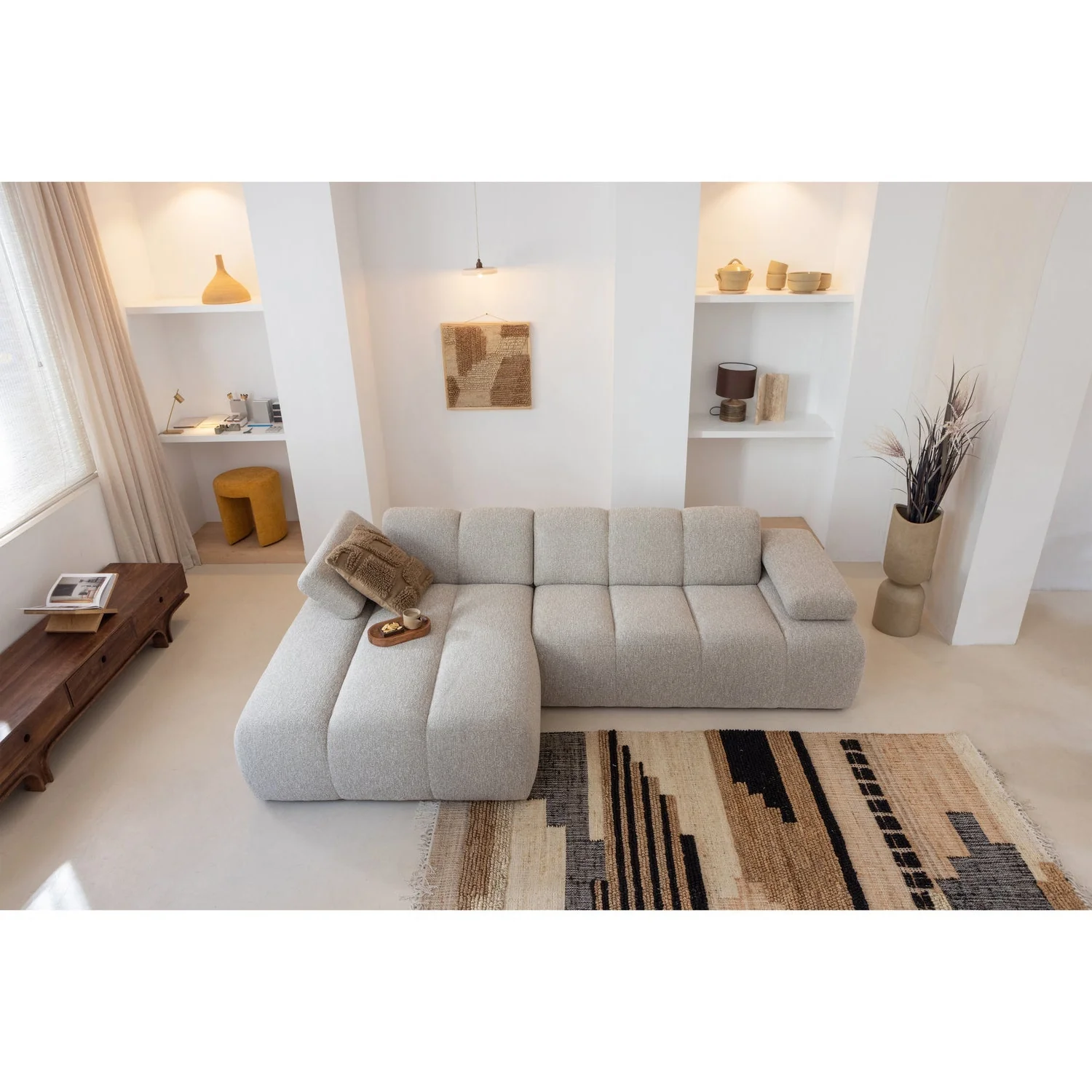 Sofa modułowa MOJO - szezlong lewostronny ecru bouclé - Image 2