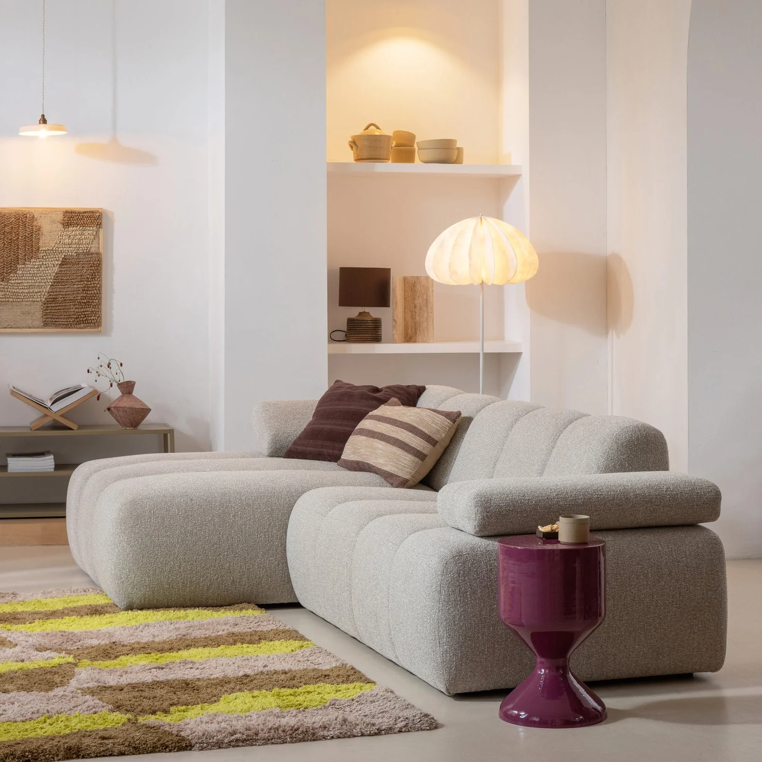 Sofa modułowa MOJO - szezlong lewostronny ecru bouclé - Image 3