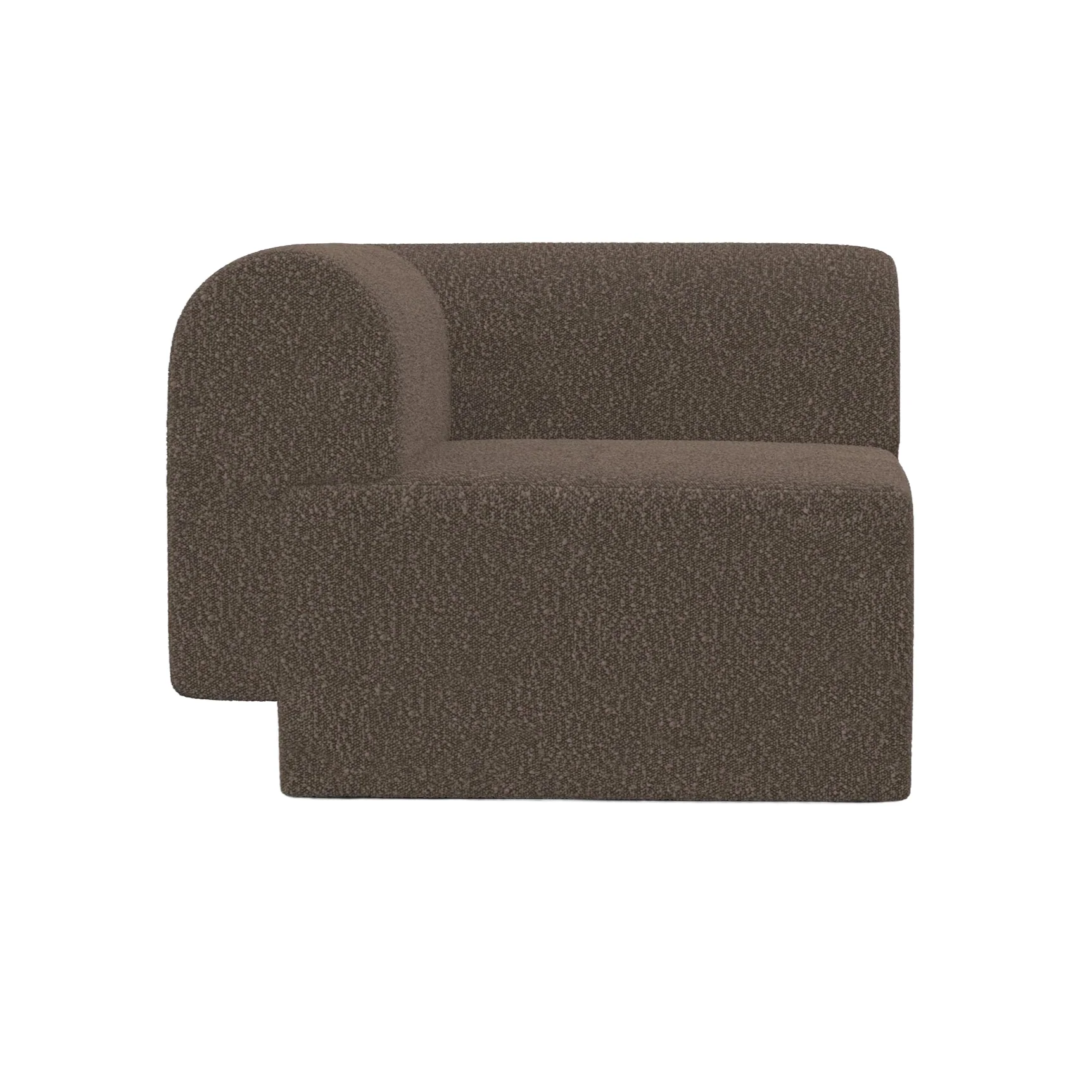 Sofa modułowa TORI - moduł narożny brązowy boucle