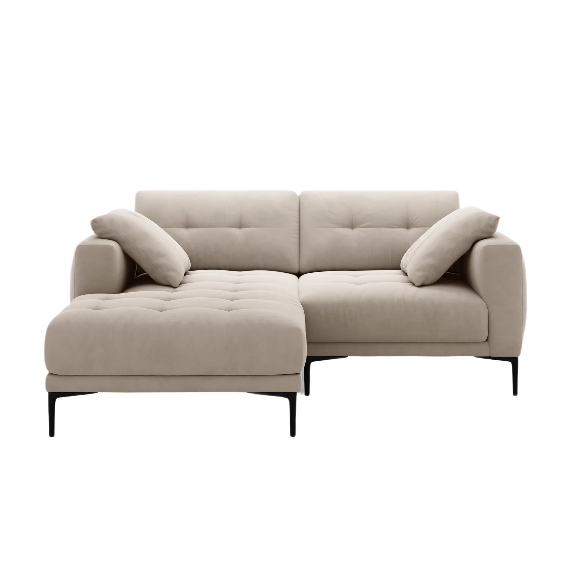 Sofa narożna lewostronna aksamitna BEMY beżowy