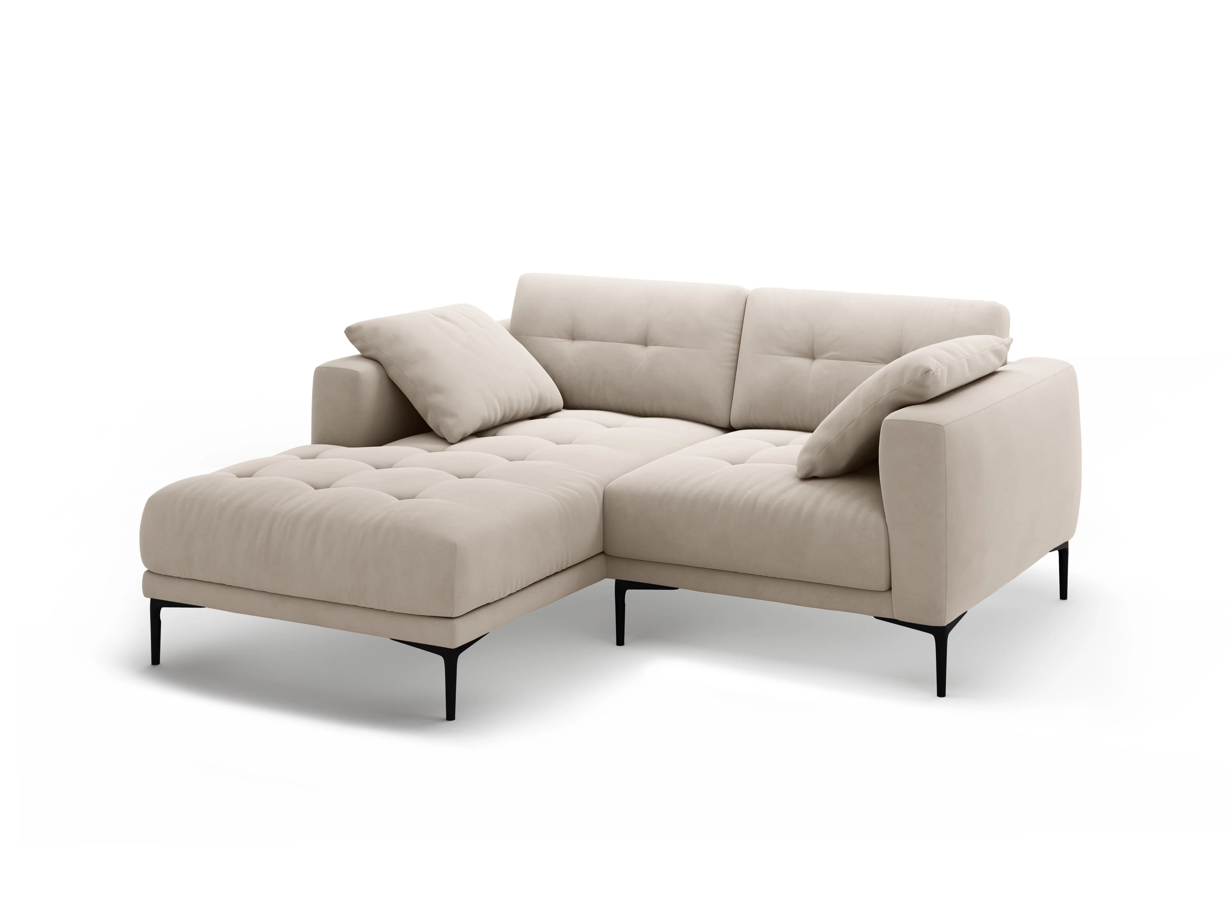 Sofa narożna lewostronna aksamitna BEMY beżowy - Image 4