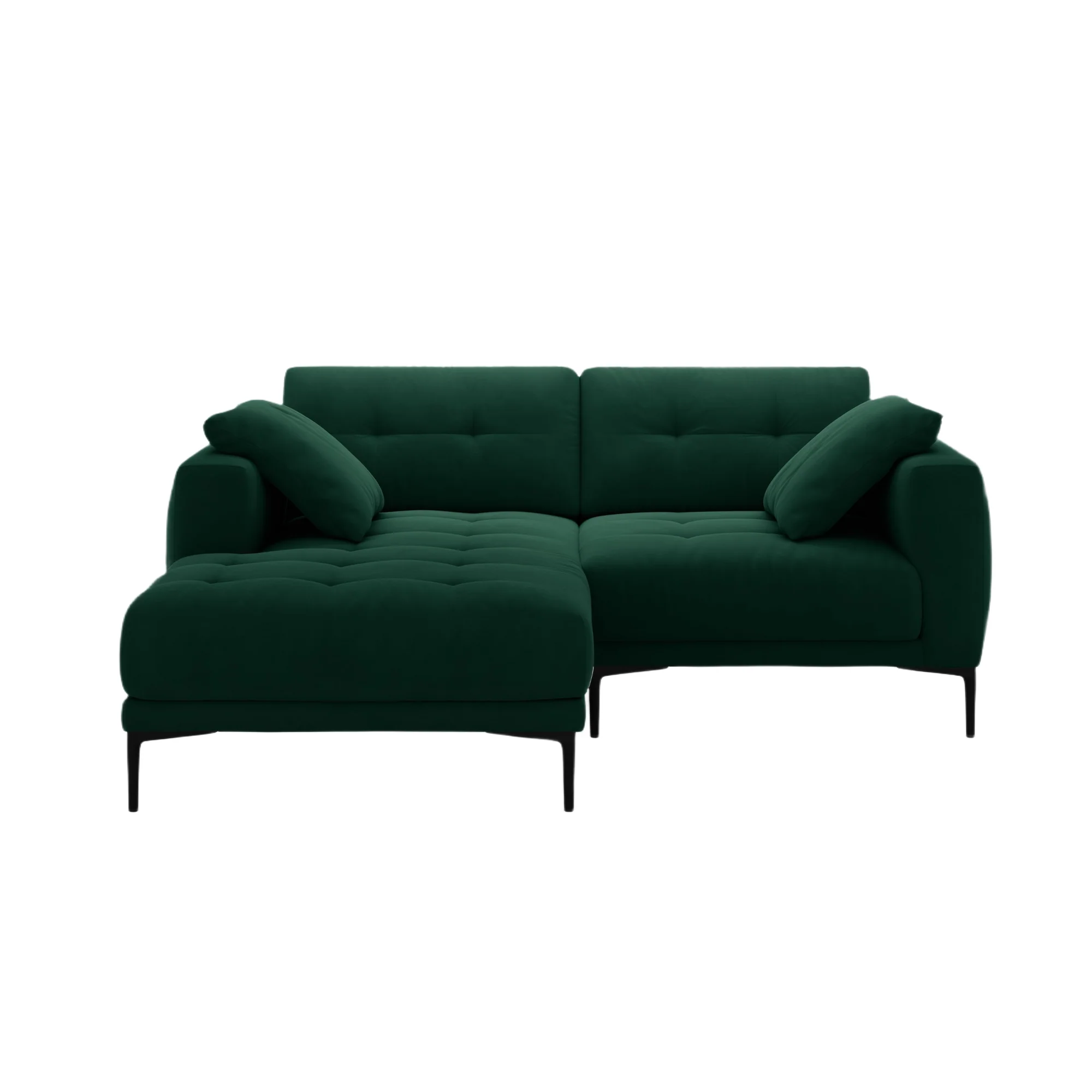 Sofa narożna lewostronna aksamitna BEMY butelkowa zieleń