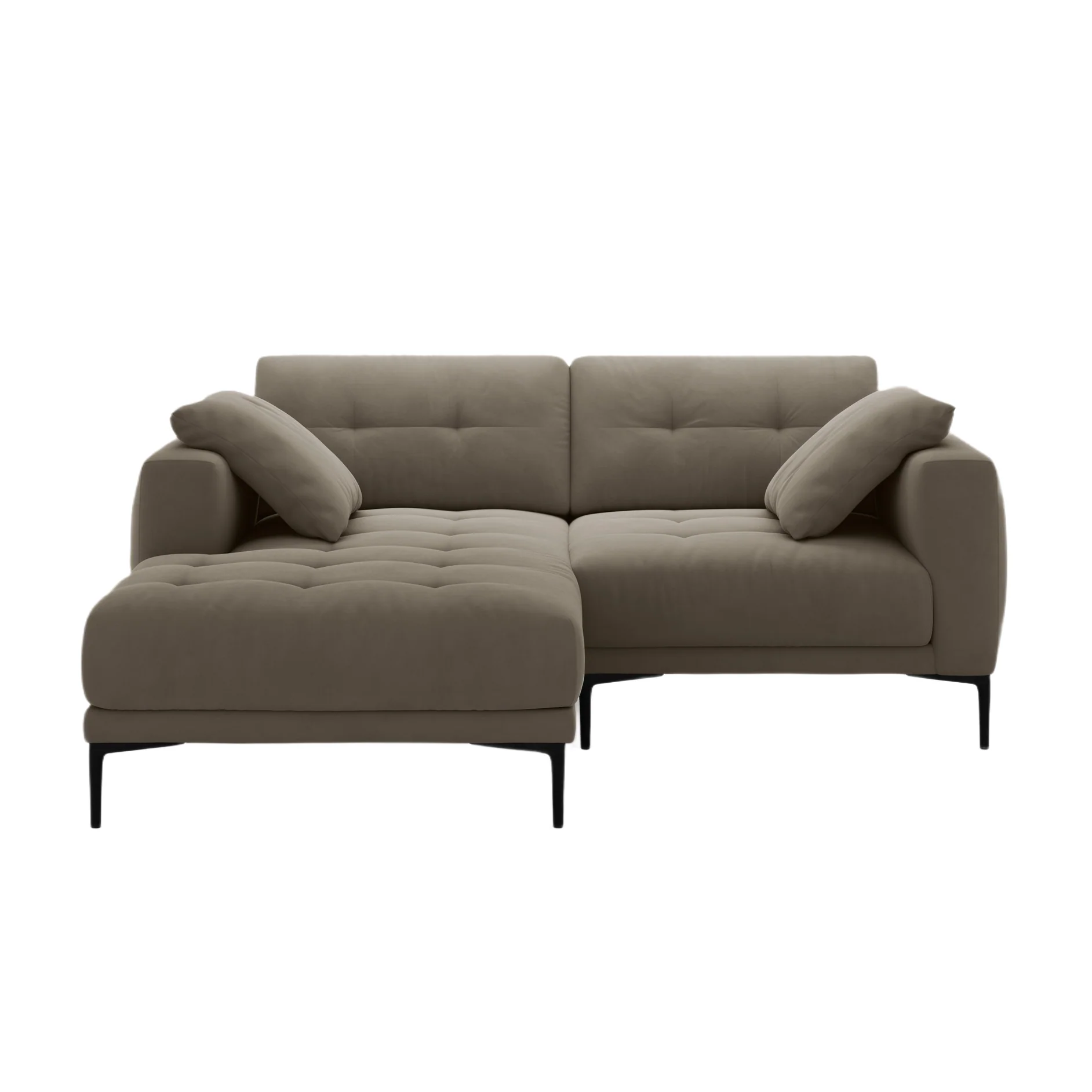 Sofa narożna lewostronna aksamitna BEMY szarobrązowy