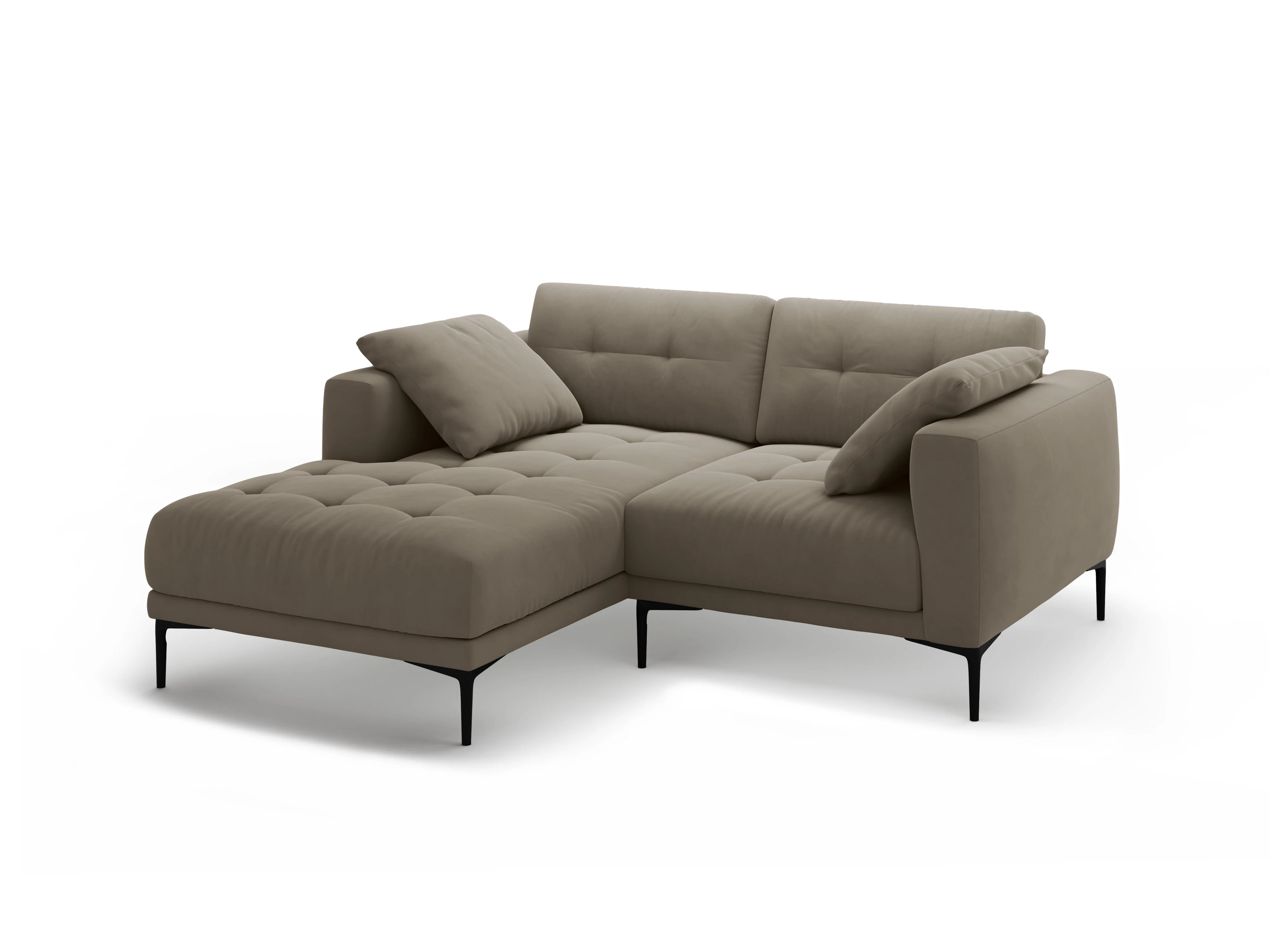 Sofa narożna lewostronna aksamitna BEMY szarobrązowy - Image 4
