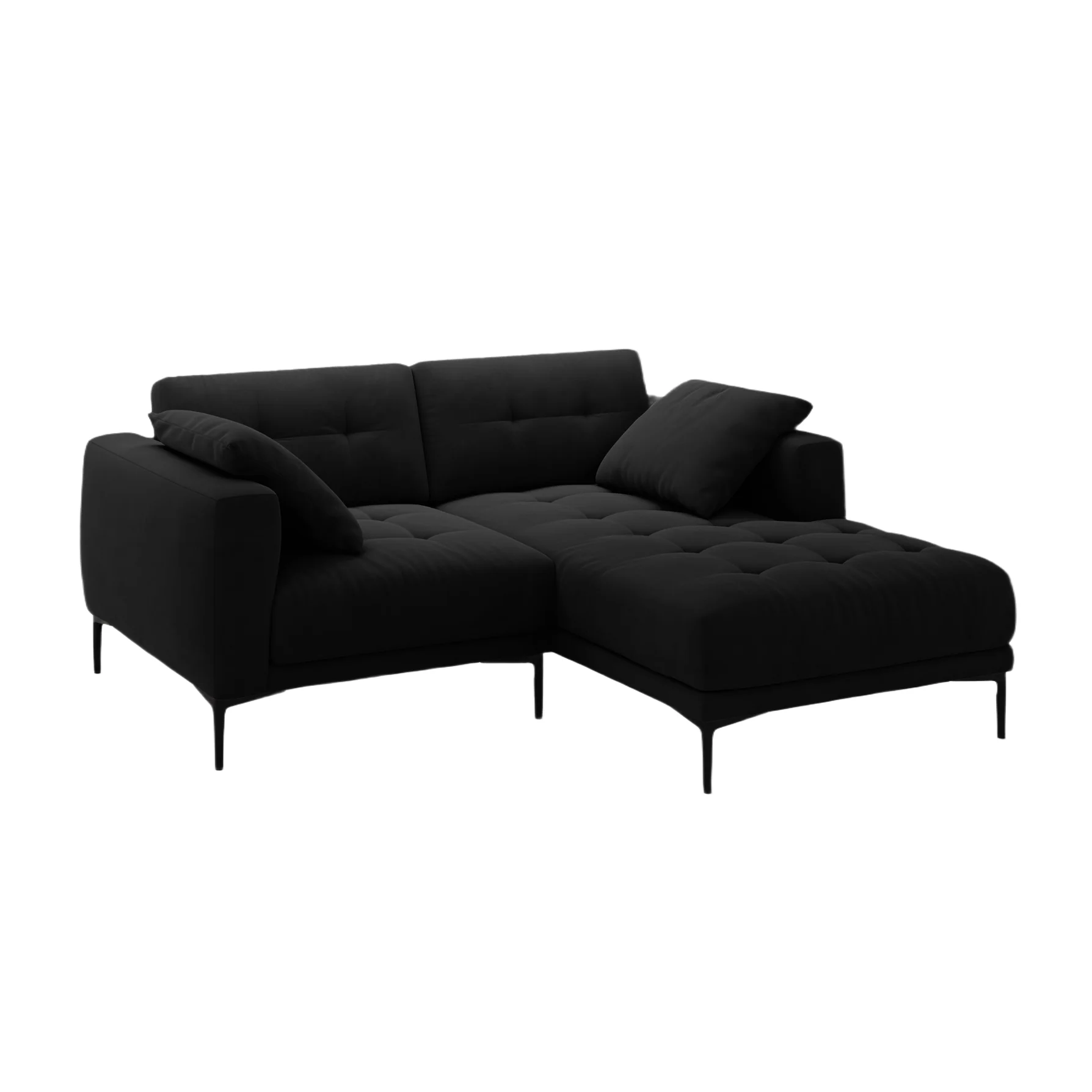 Sofa narożna prawostronna aksamitna BEMY czarny