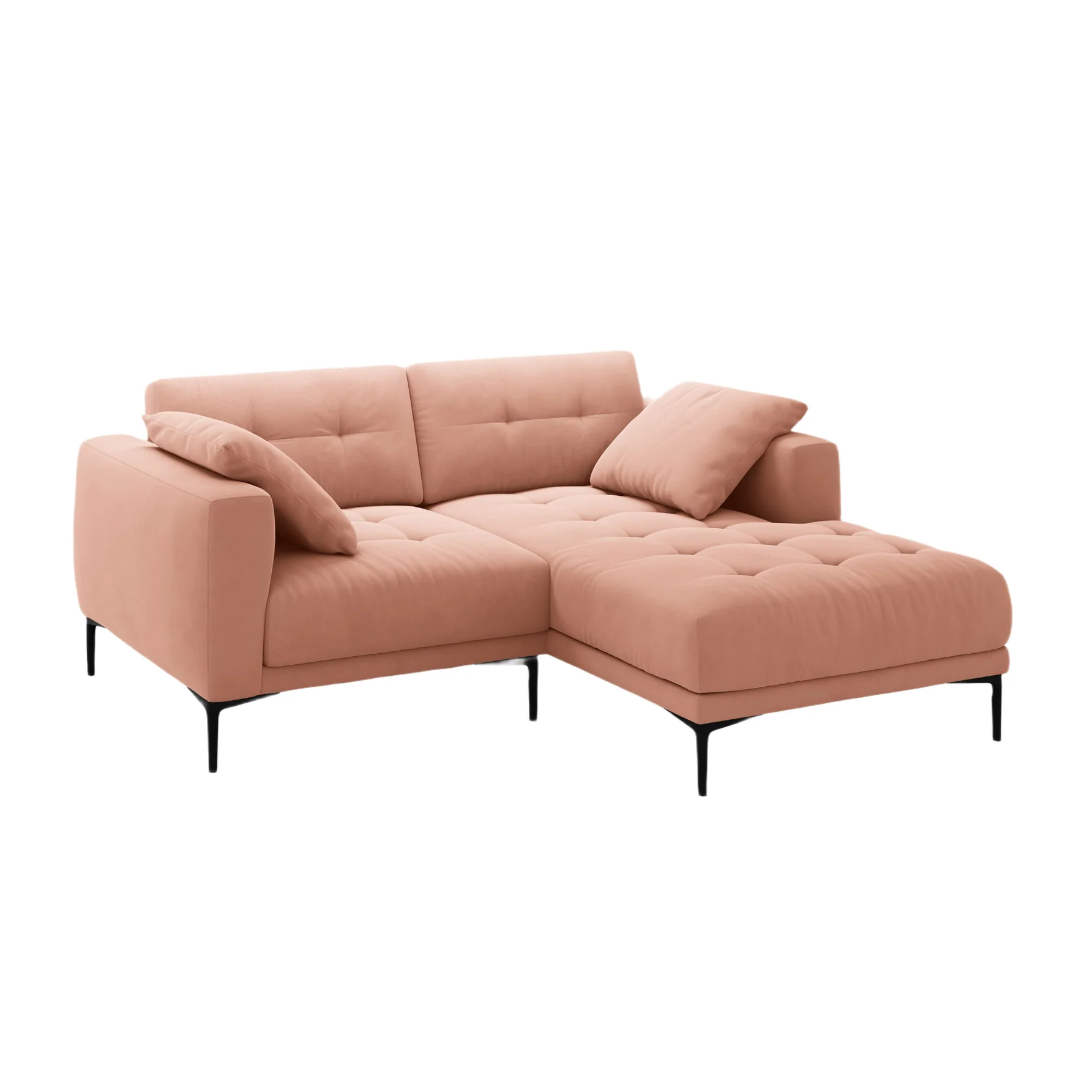 Sofa narożna prawostronna aksamitna BEMY różowy