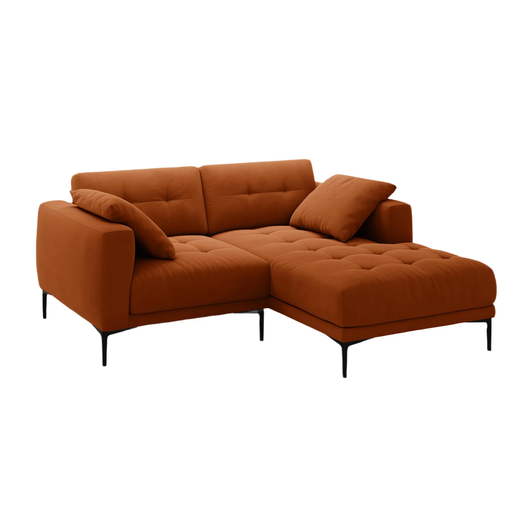 Sofa narożna prawostronna aksamitna BEMY terracotta