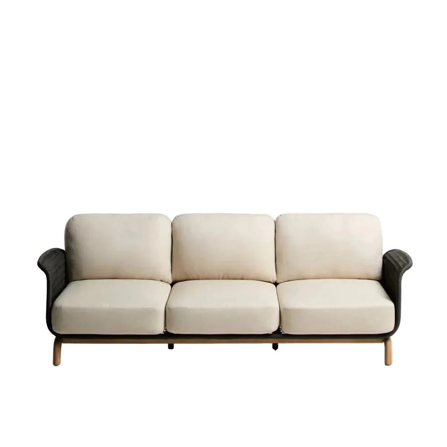 Sofa ogrodowa 3-osobowa ALIPA czarny z beżowym - Image 3