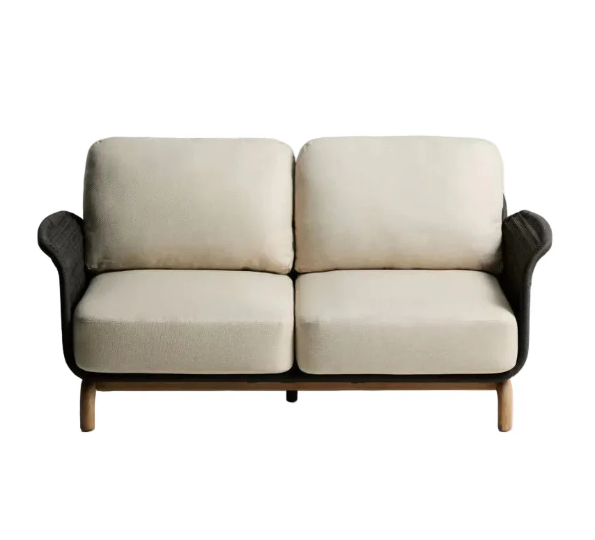 Sofa ogrodowa 2-osobowa ALIPA beżowy z czarnym - Image 3