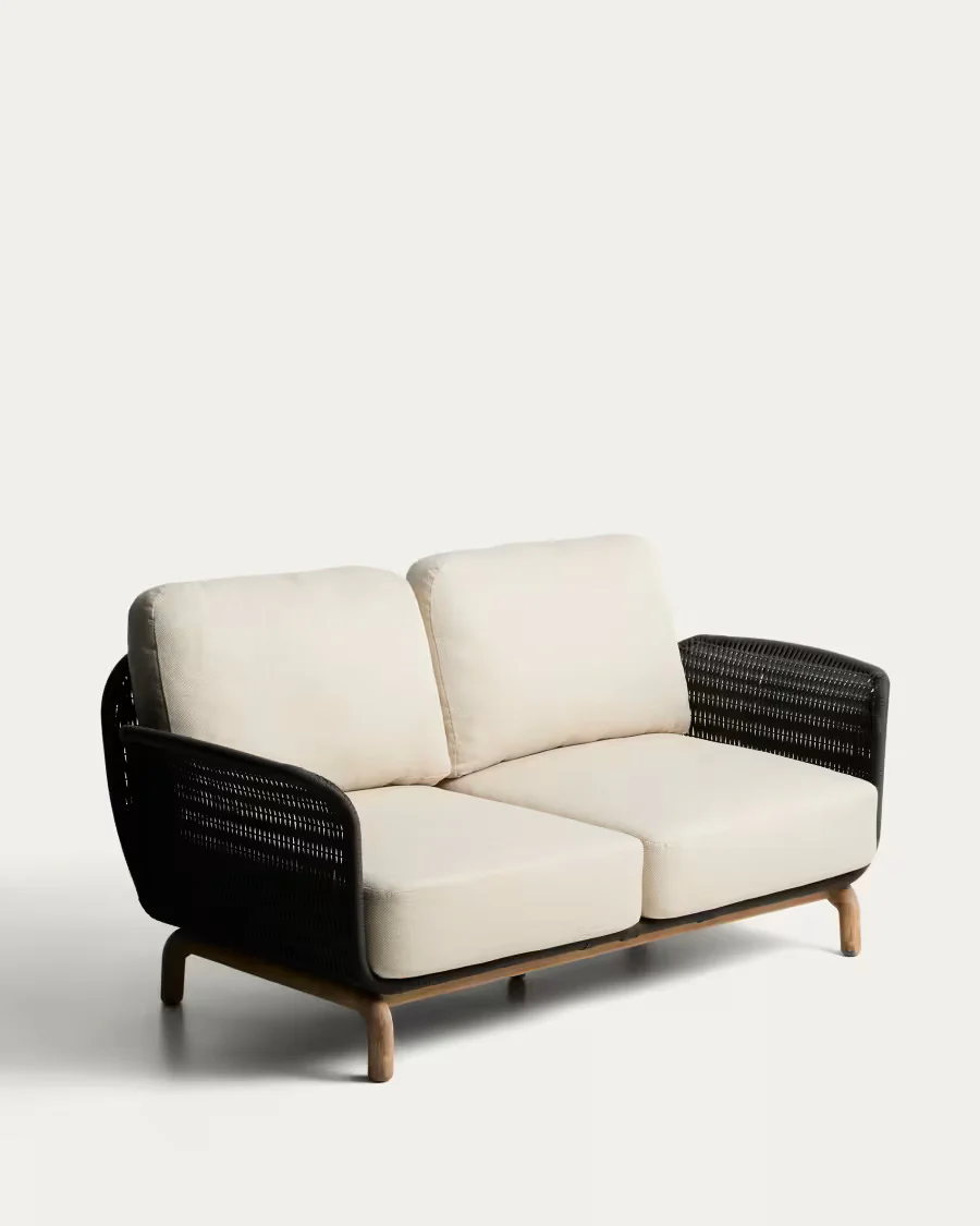 Sofa ogrodowa 2-osobowa ALIPA beżowy z czarnym - Image 5