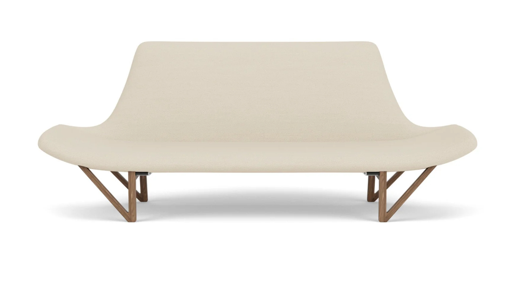 Sofa PAGODE kremowy z orzechową podstawą - Image 4