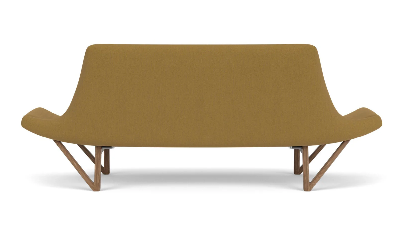 Sofa PAGODE musztardowy z orzechową podstawą - Image 4
