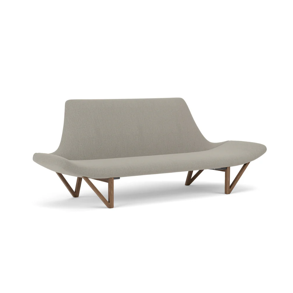 Sofa PAGODE szary z orzechową podstawą