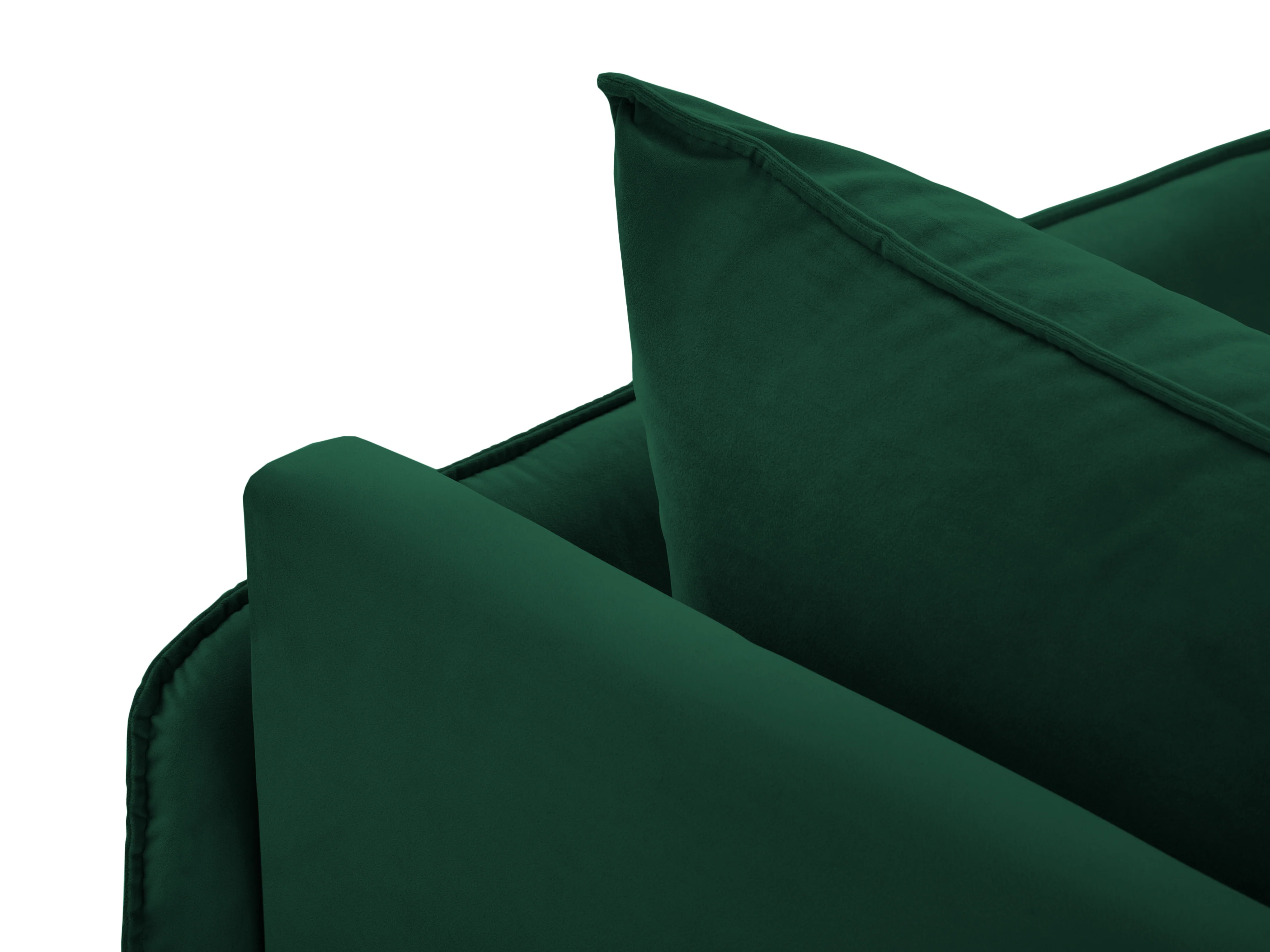 Sofa panoramiczna aksamitna 6-osobowa VIENNA butelkowa zieleń z czarną podstawą - Image 6