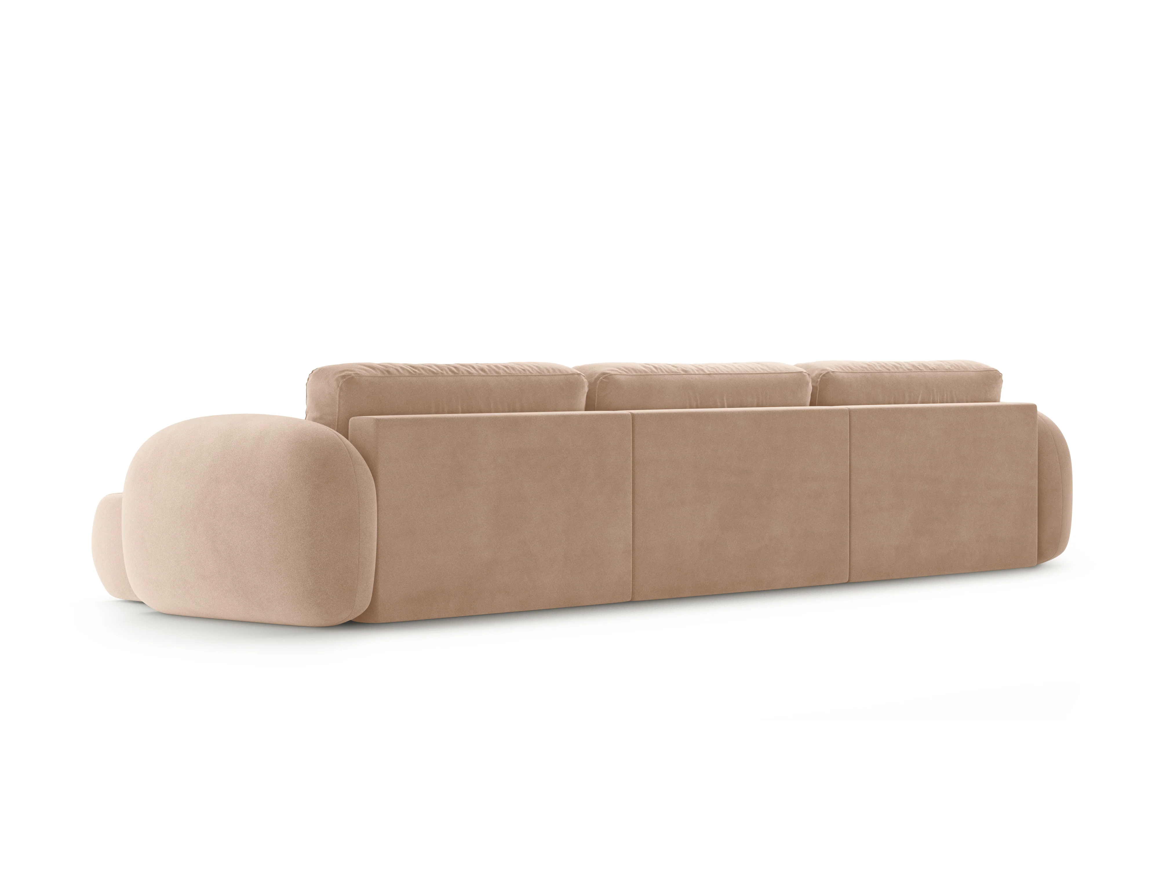 Sofa panoramiczna aksamitna z funkcją spania 5-osobowa TONALE beżowy - Image 5