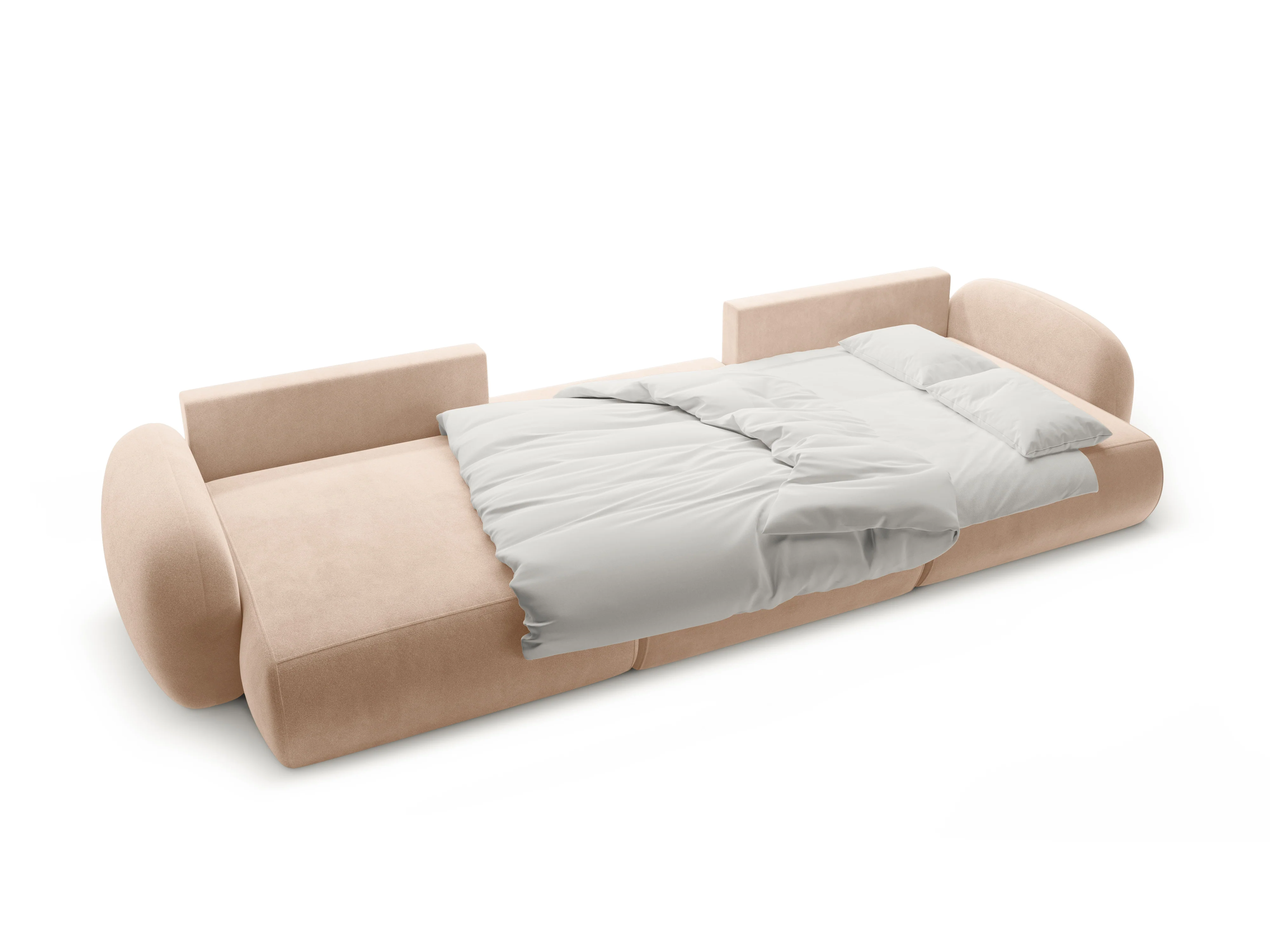 Sofa panoramiczna aksamitna z funkcją spania 5-osobowa TONALE beżowy - Image 6