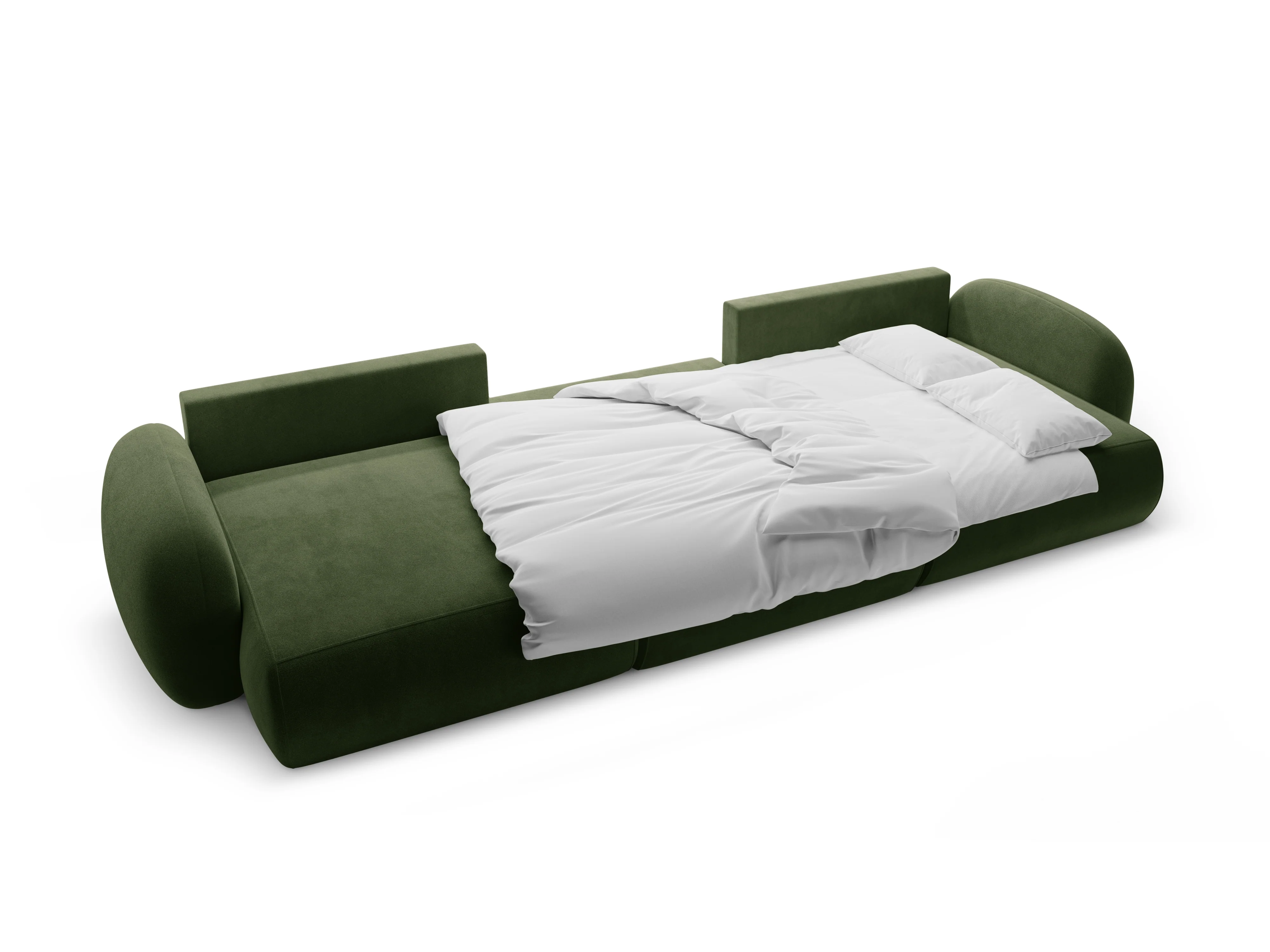 Sofa panoramiczna aksamitna z funkcją spania 5-osobowa TONALE wojskowa zieleń - Image 3