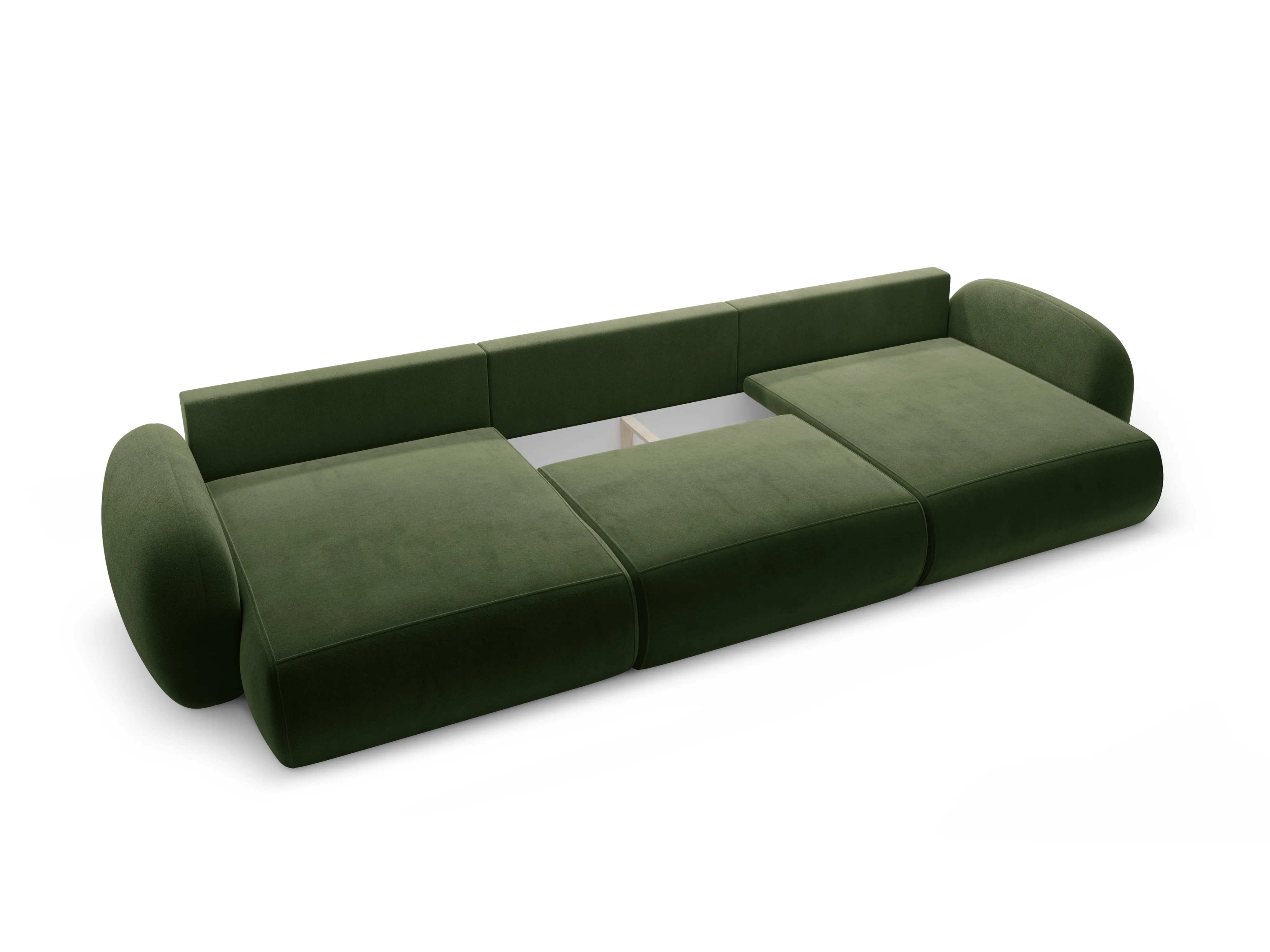 Sofa panoramiczna aksamitna z funkcją spania 5-osobowa TONALE wojskowa zieleń - Image 4