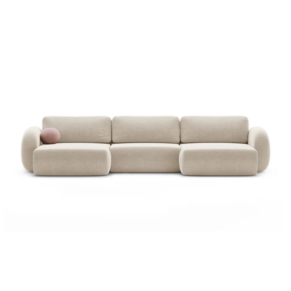 Sofa panoramiczna z funkcją spania 5-osobowa TONALE piaskowy