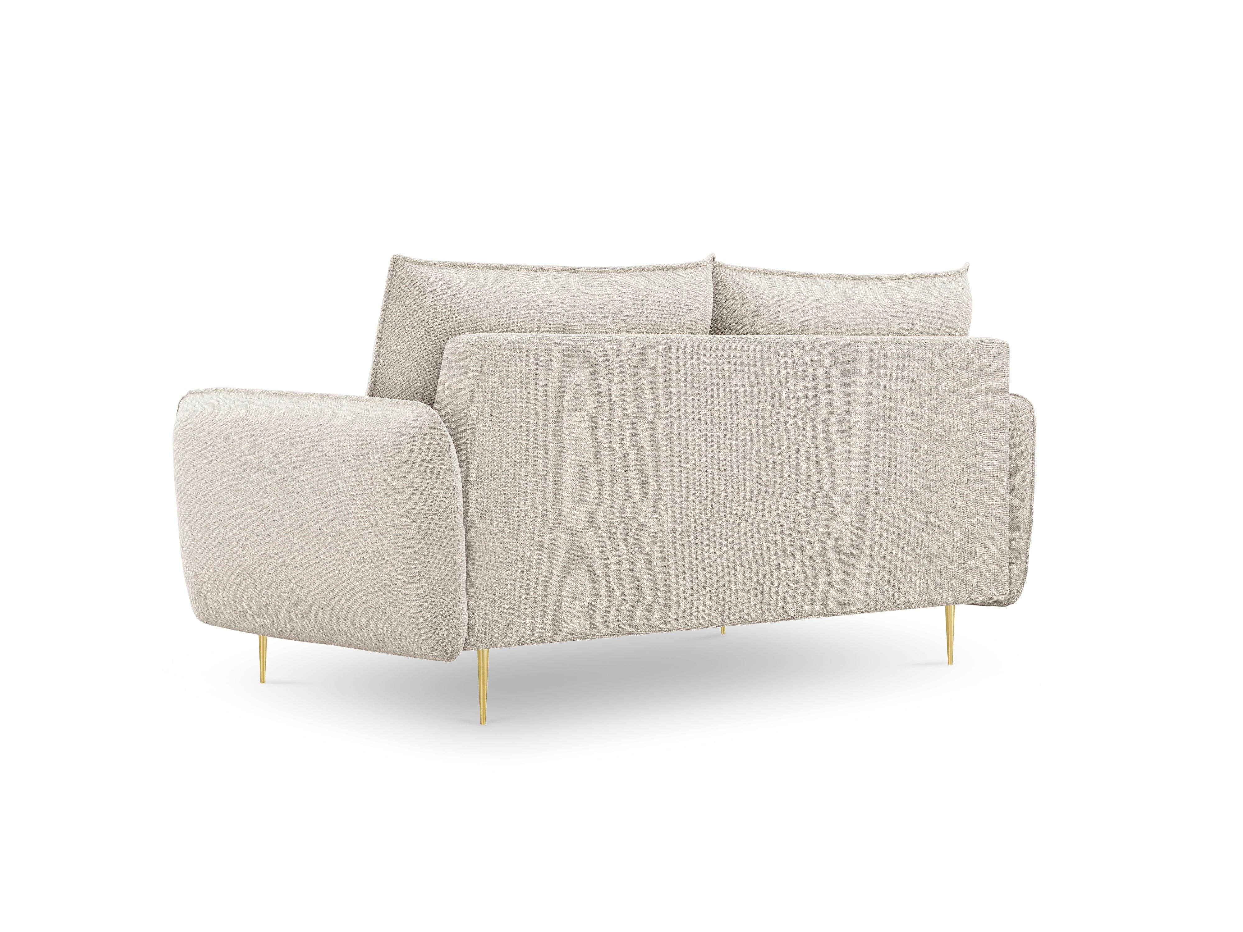 Sofa 2-osobowa VIENNA jasnobeżowy szenil ze złotą podstawą - Image 3