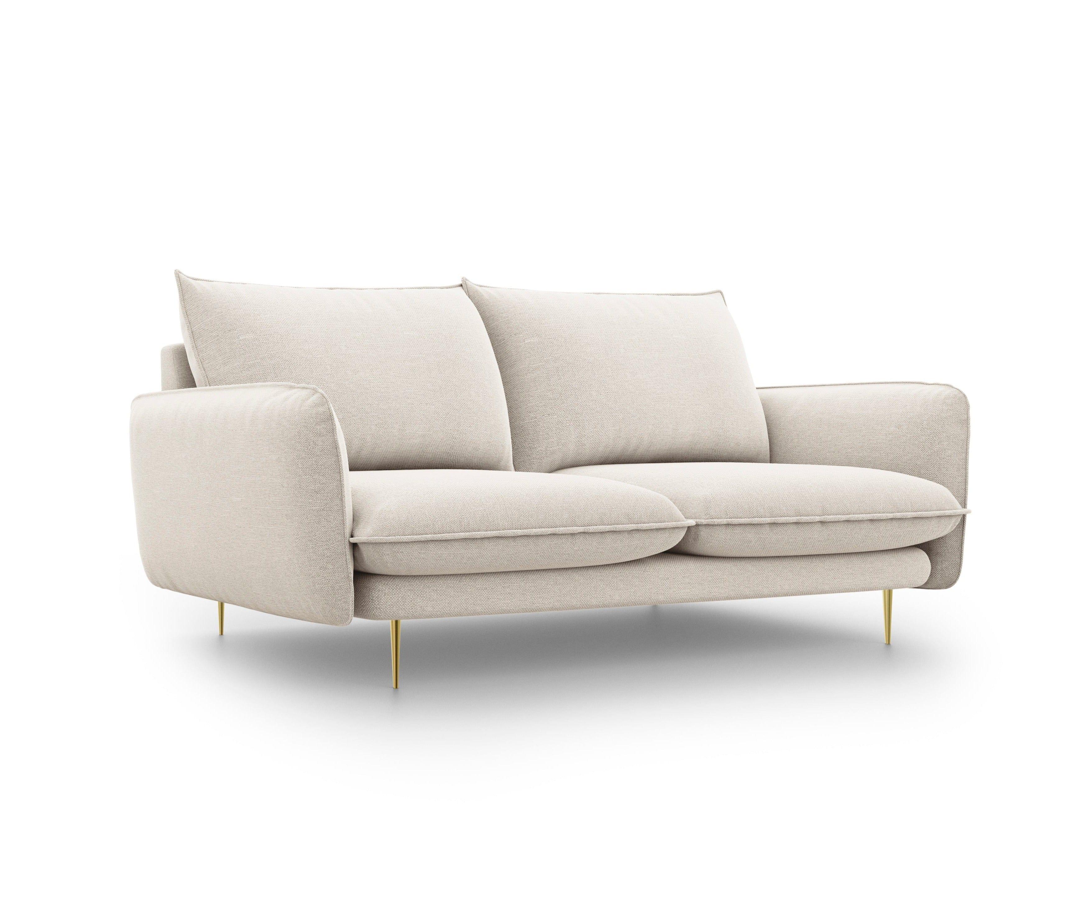Sofa 2-osobowa VIENNA jasnobeżowy szenil ze złotą podstawą - Image 5