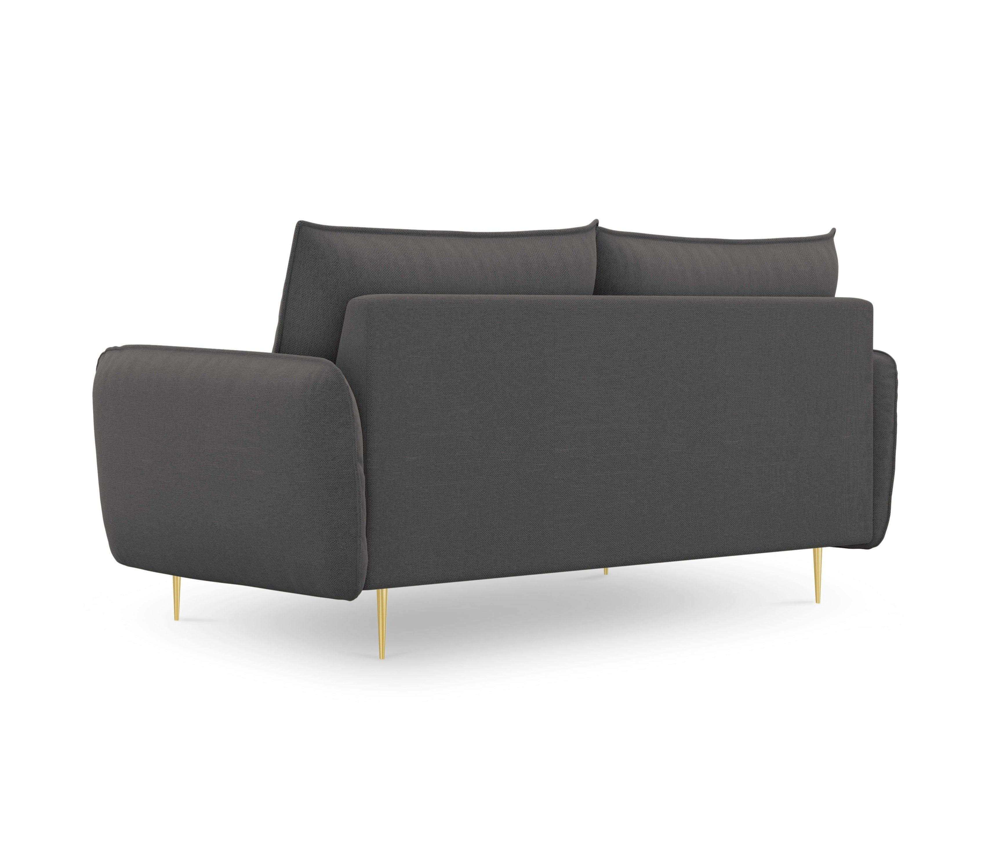 Sofa 2-osobowa VIENNA ciemnoszary szenil ze złotą podstawą - Image 3