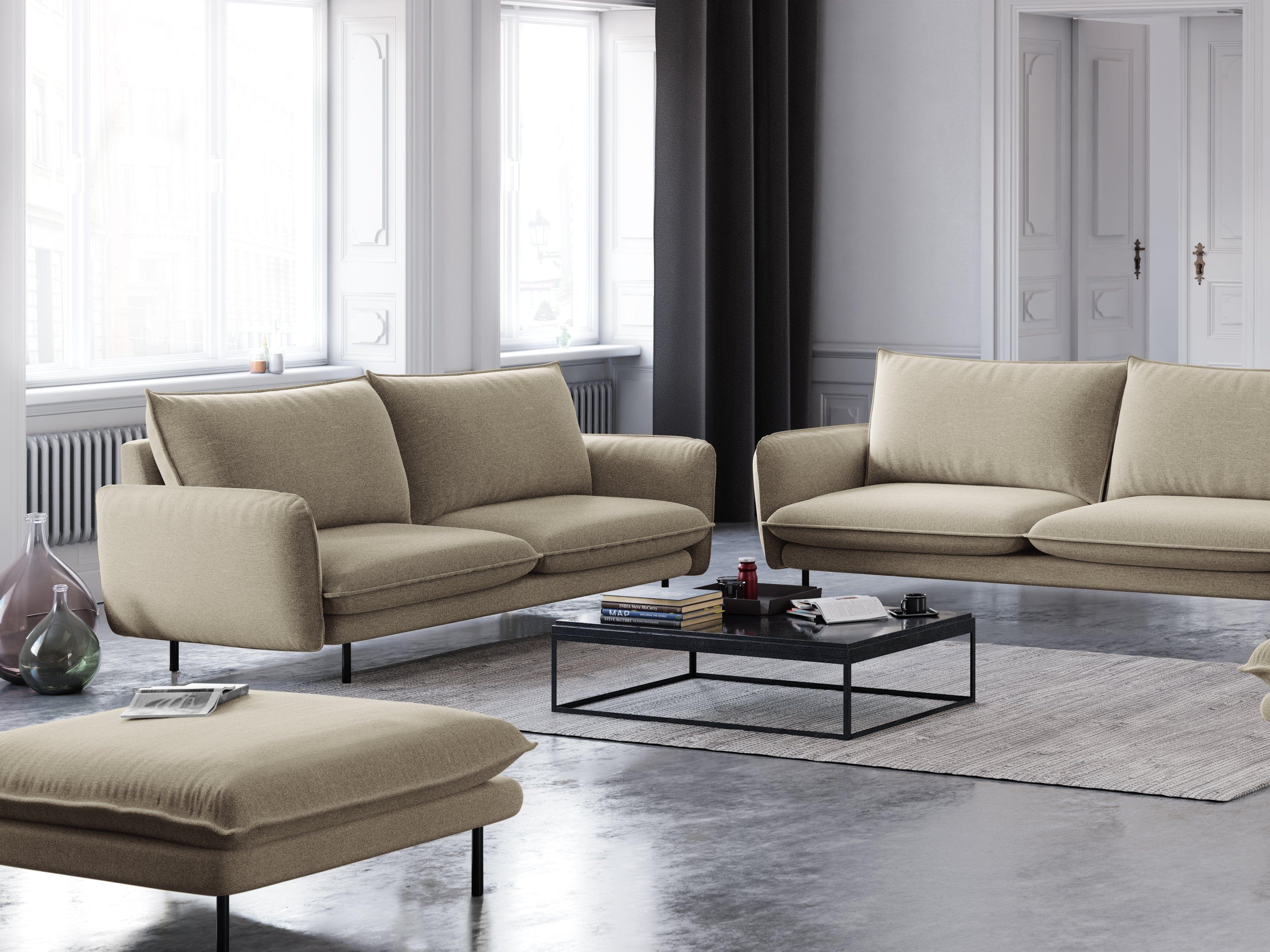 Sofa 2-osobowa VIENNA beżowy szenil z czarną podstawą - Image 6