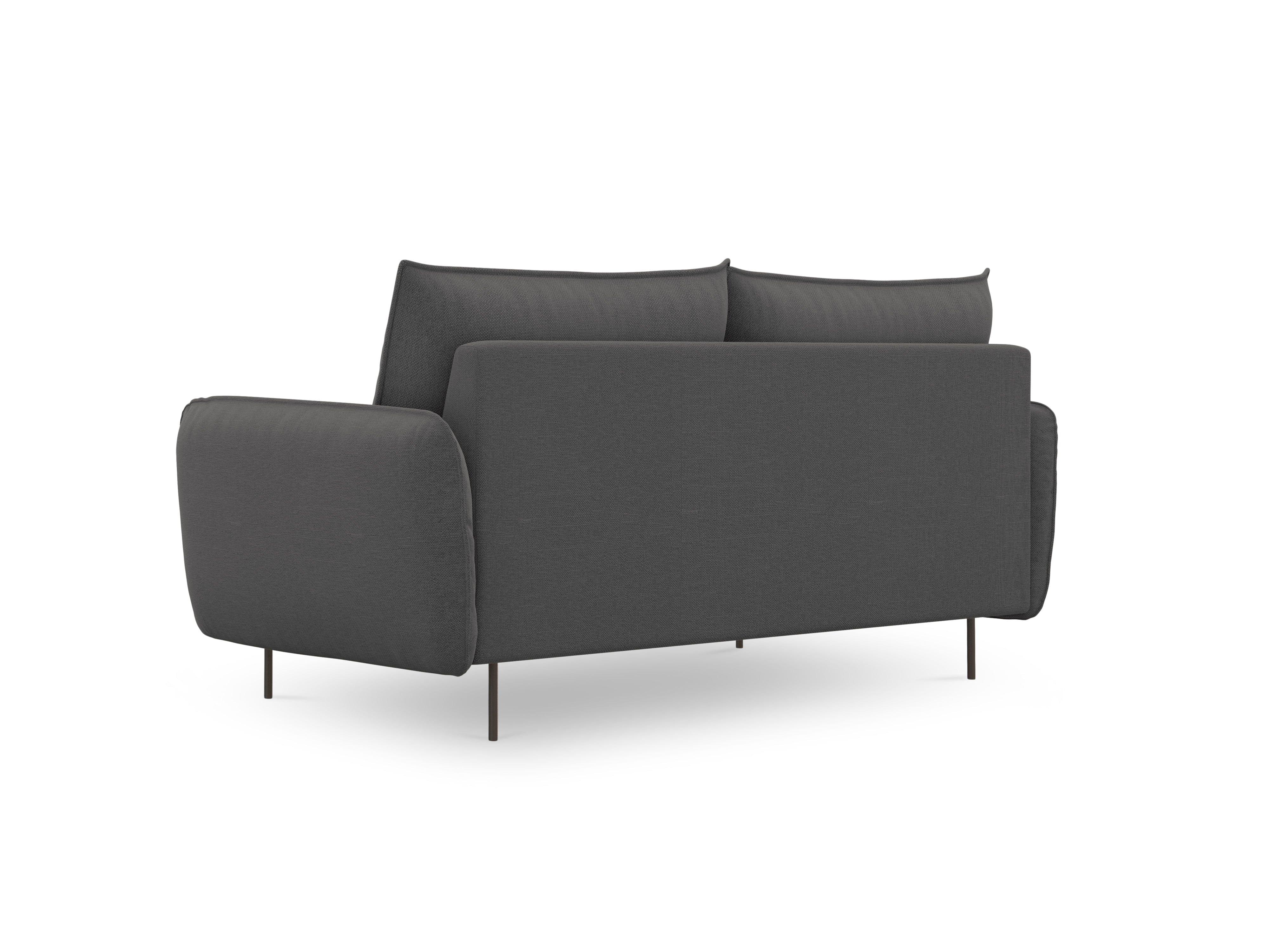 Sofa 2-osobowa VIENNA ciemnoszary szenil z czarną podstawą - Image 3