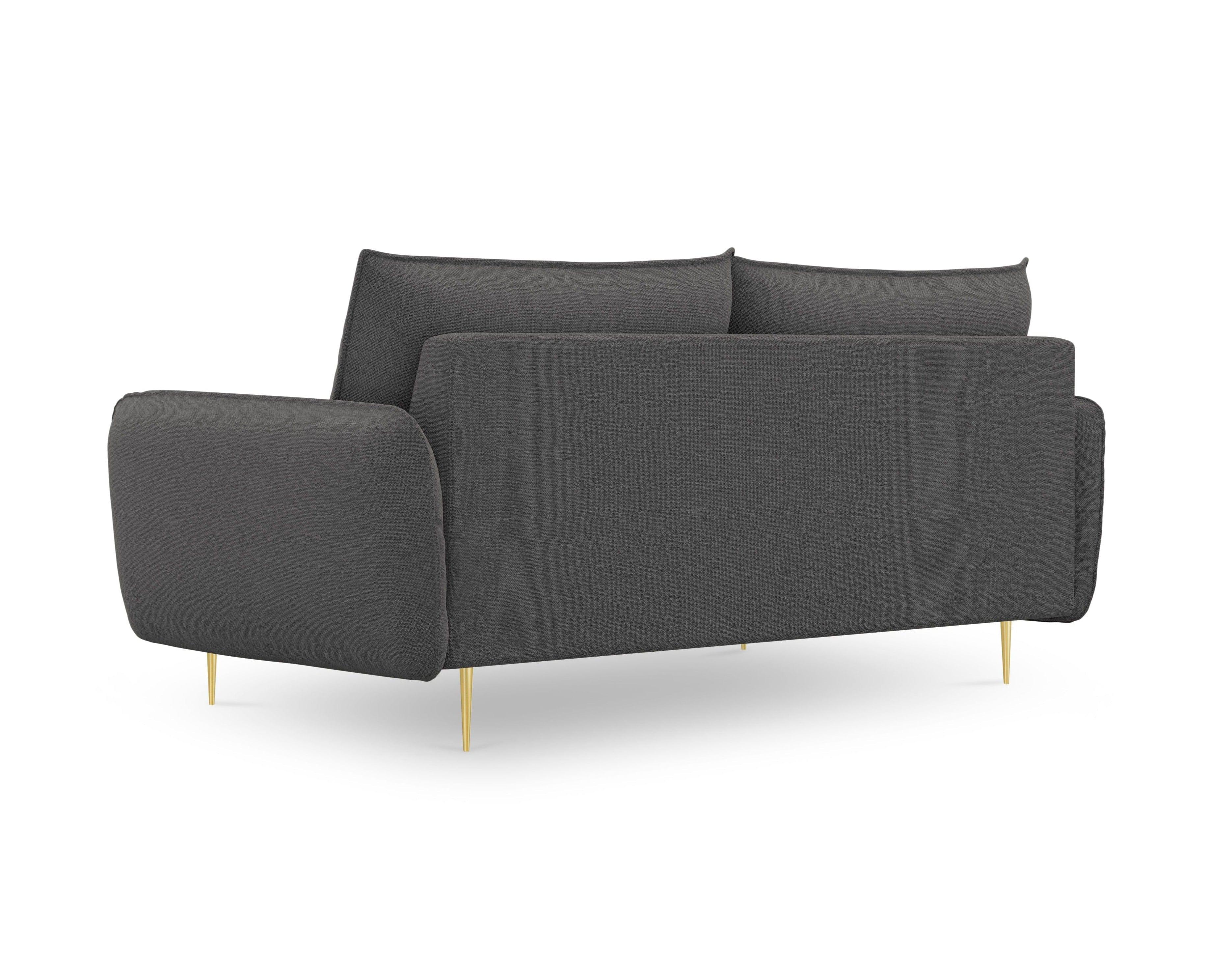 Sofa 3-osobowa VIENNA ciemnoszary szenil ze złotą podstawą - Image 7