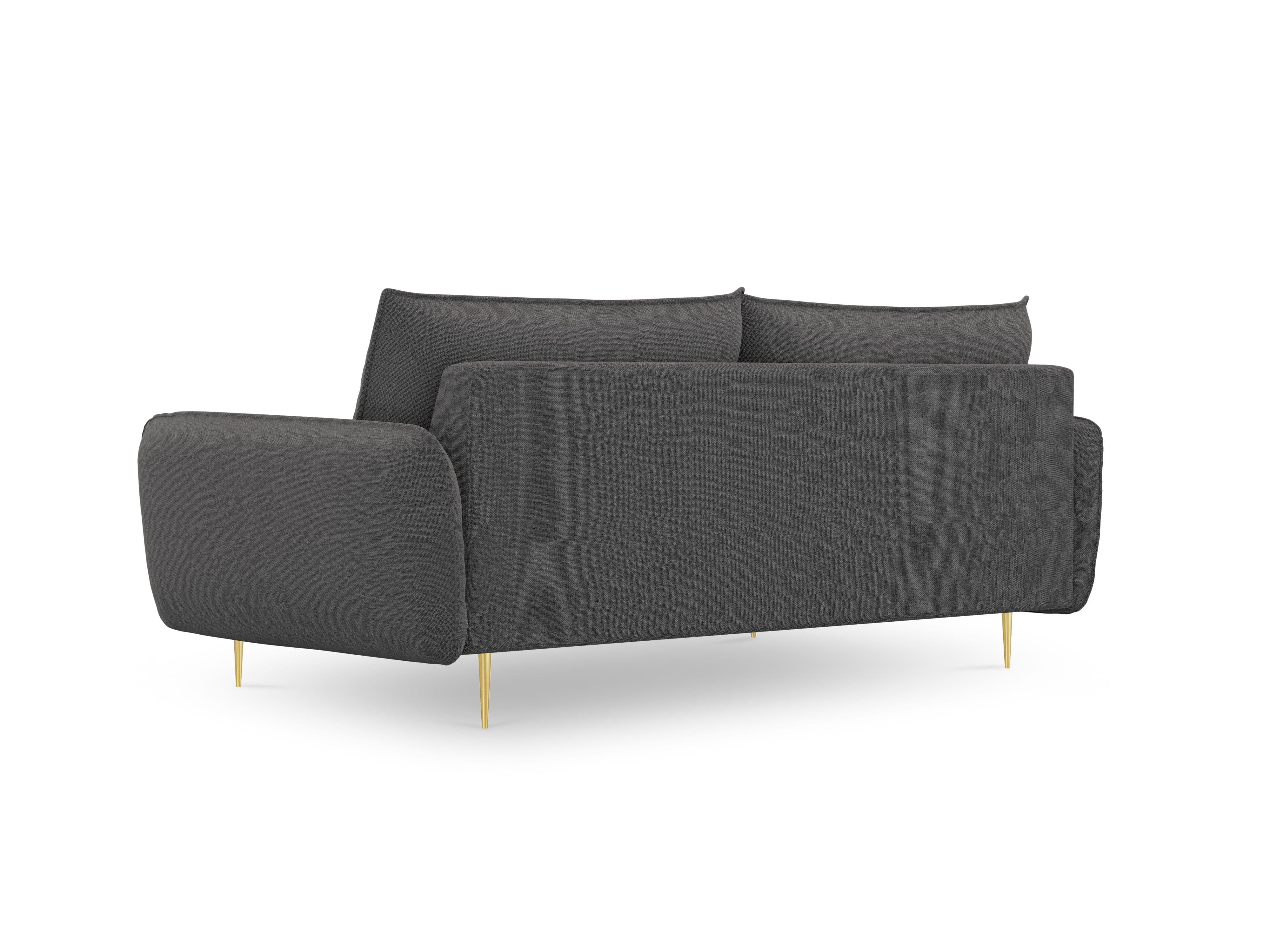 Sofa 4-osobowa VIENNA ciemnoszary szenil ze złotą podstawą - Image 3